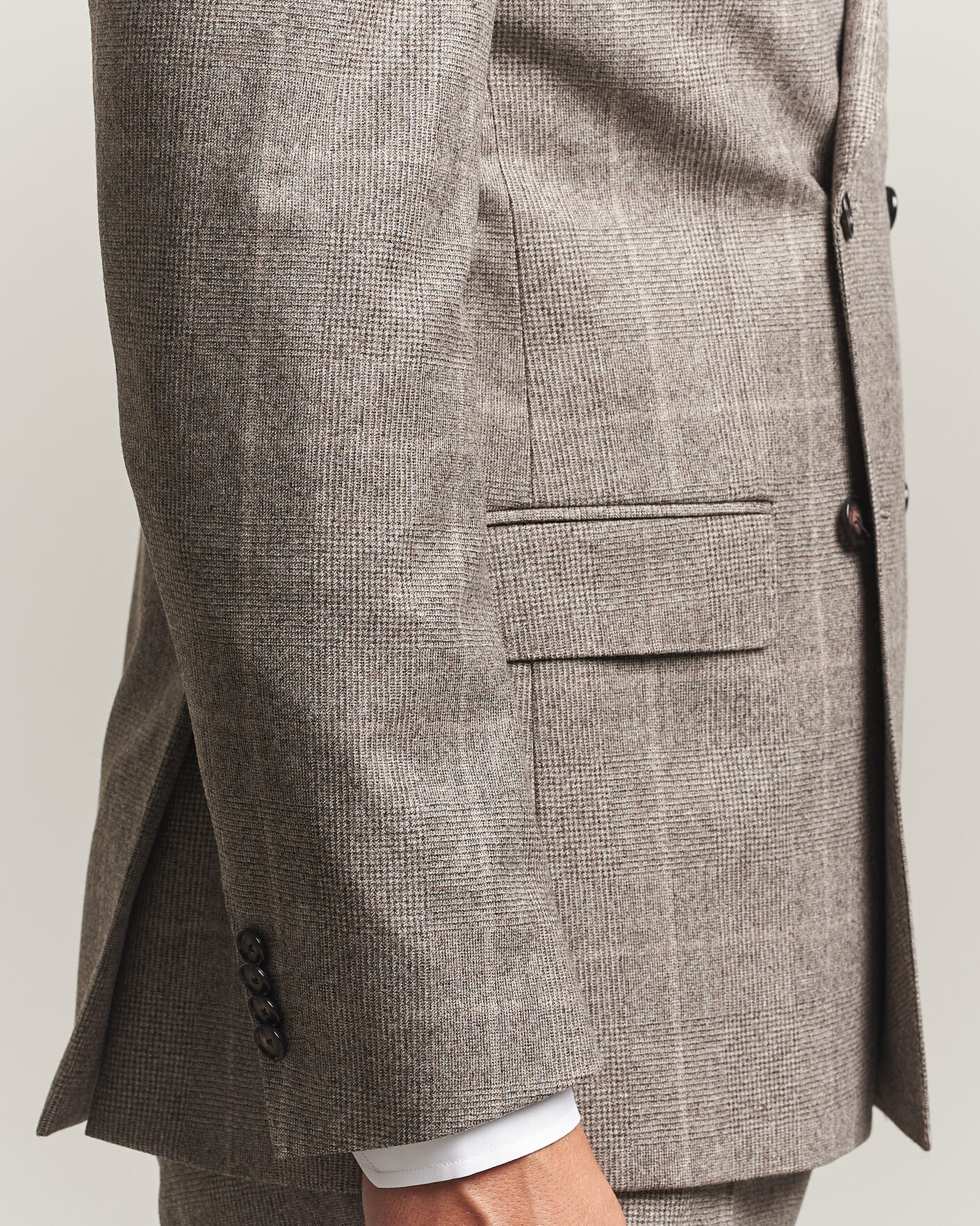 Herre | Jakkesæt | BOSS BLACK | Huge Wool Checked Double Breasted Suit Open Brown