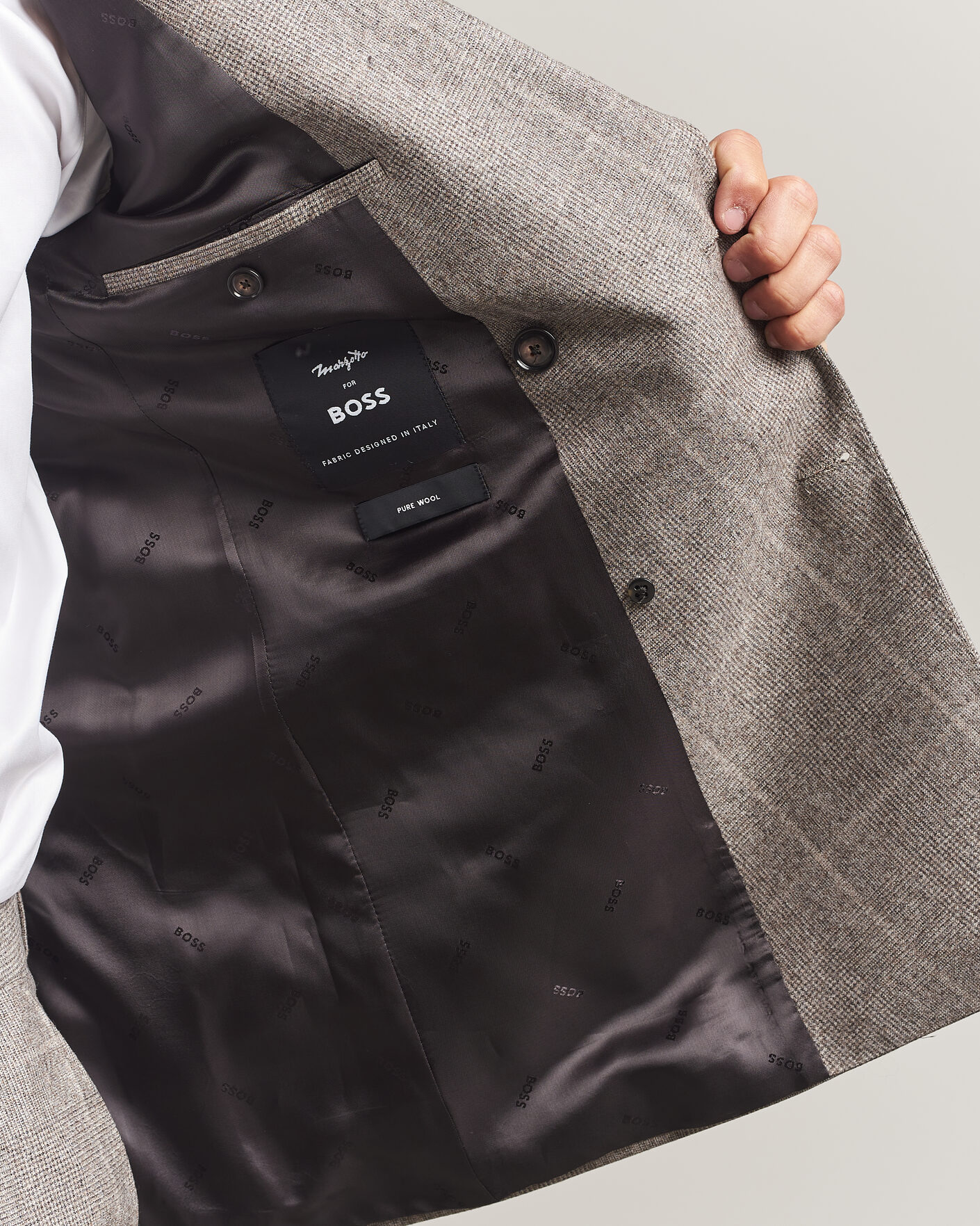 Herre | Jakkesæt | BOSS BLACK | Huge Wool Checked Double Breasted Suit Open Brown
