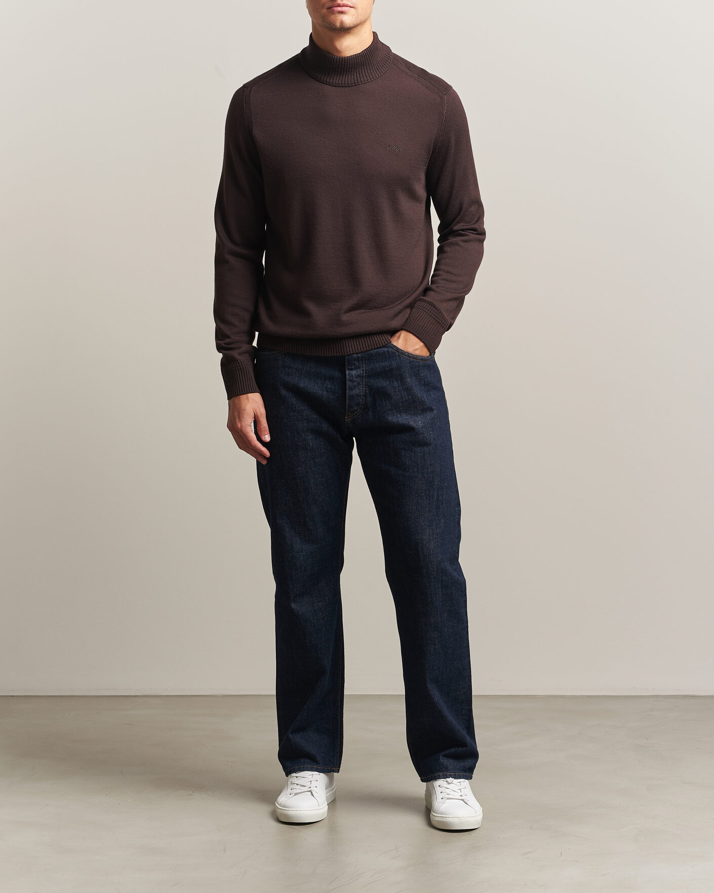 Herre | Trøjer | BOSS ORANGE | Avac Knitted Turtleneck Dark Brown