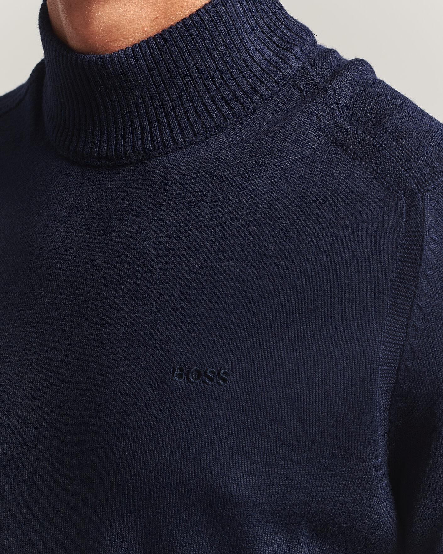 Herre | Trøjer | BOSS ORANGE | Avac Knitted Turtleneck Dark Blue