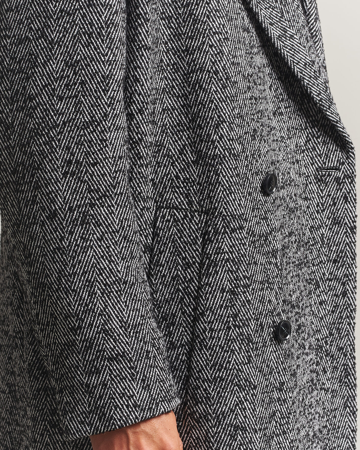 Herre | Jakker | HUGO | Milas Herringbone Double Breasted Coat Dark Grey