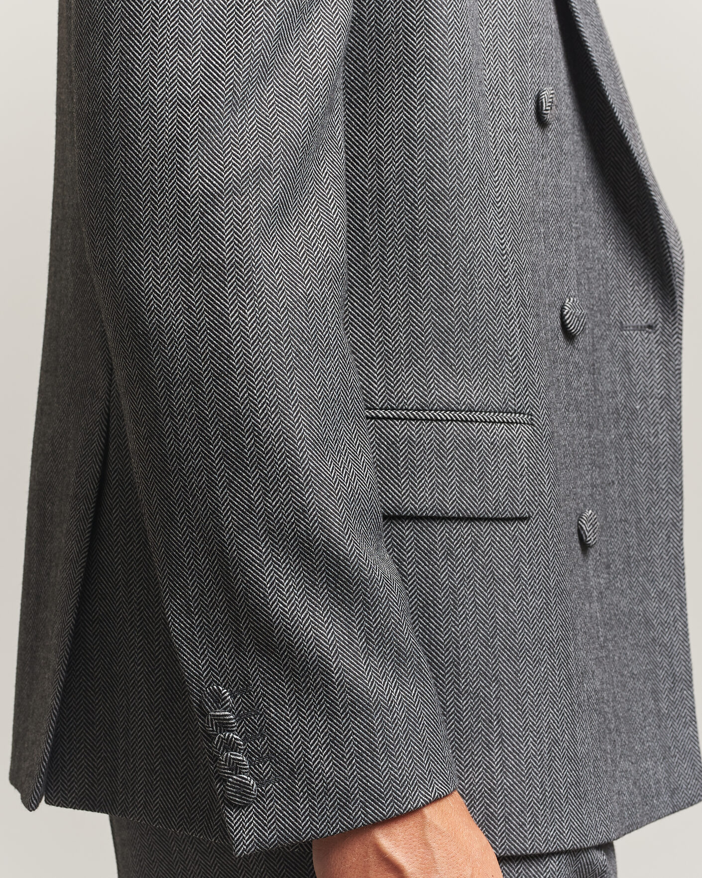 Herre | Blazere & jakker | HUGO | Karlo Herringbone Double Breasted Blazer Dark Grey