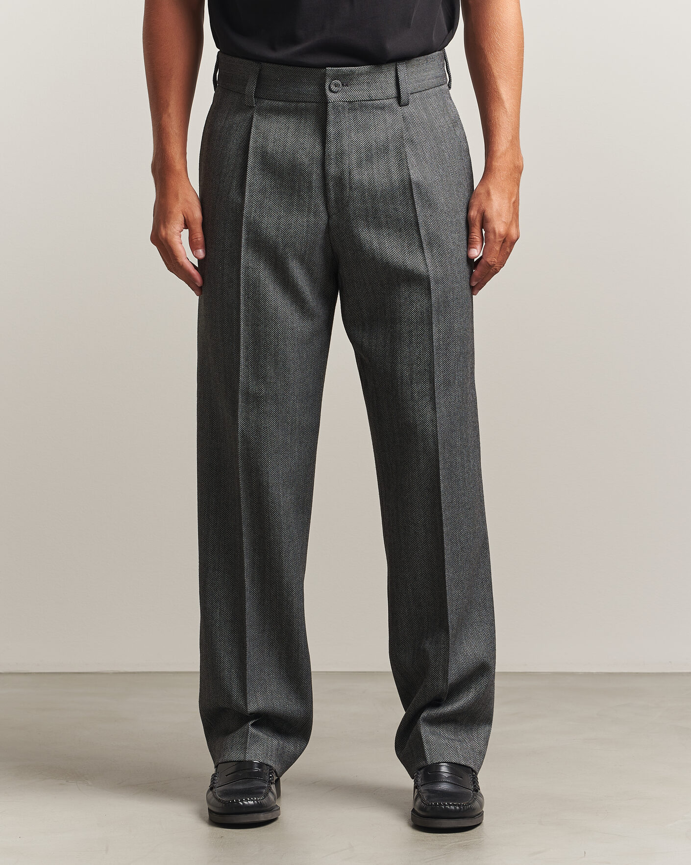 Herre | Bukser | HUGO | Flips Herringbone Suit Trousers Dark Grey