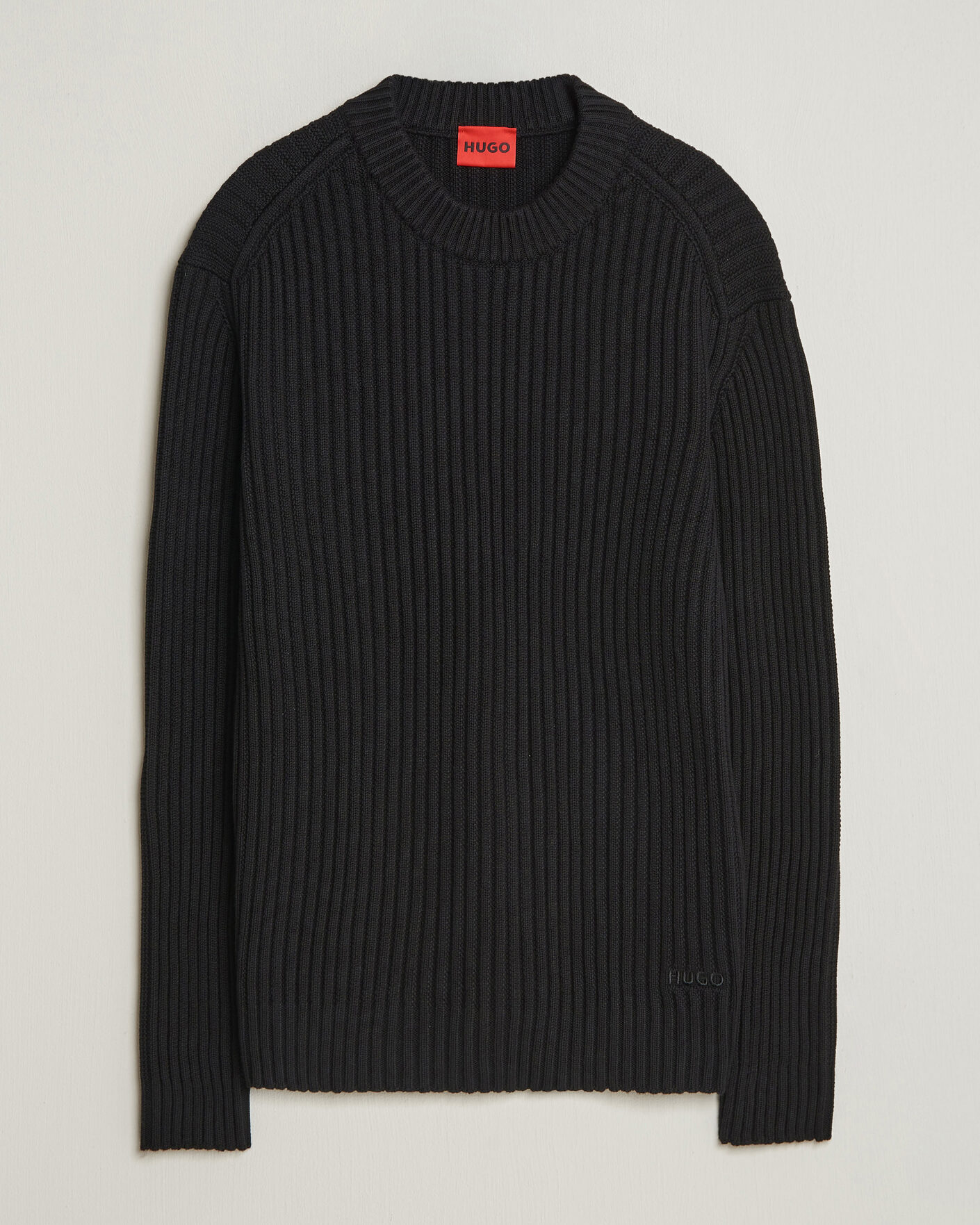 Herre | Trøjer | HUGO | Sribban Cotton Knitted Sweater Black