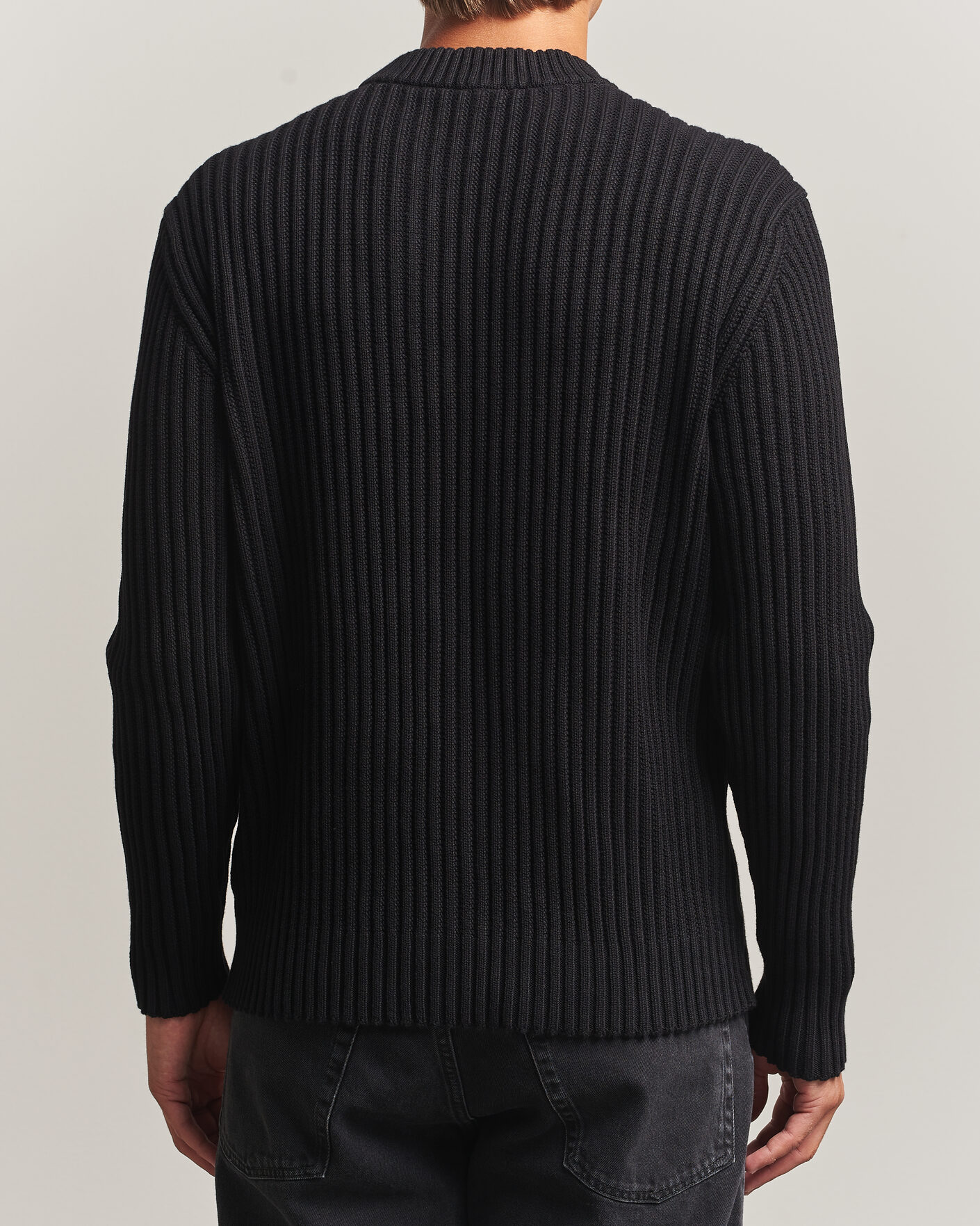 Herre | Trøjer | HUGO | Sribban Cotton Knitted Sweater Black