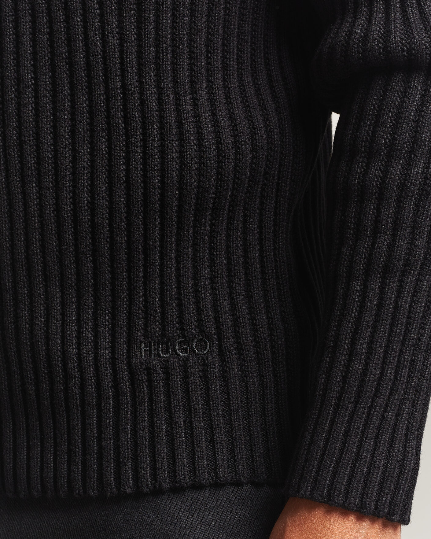 Herre | Trøjer | HUGO | Sribban Cotton Knitted Sweater Black