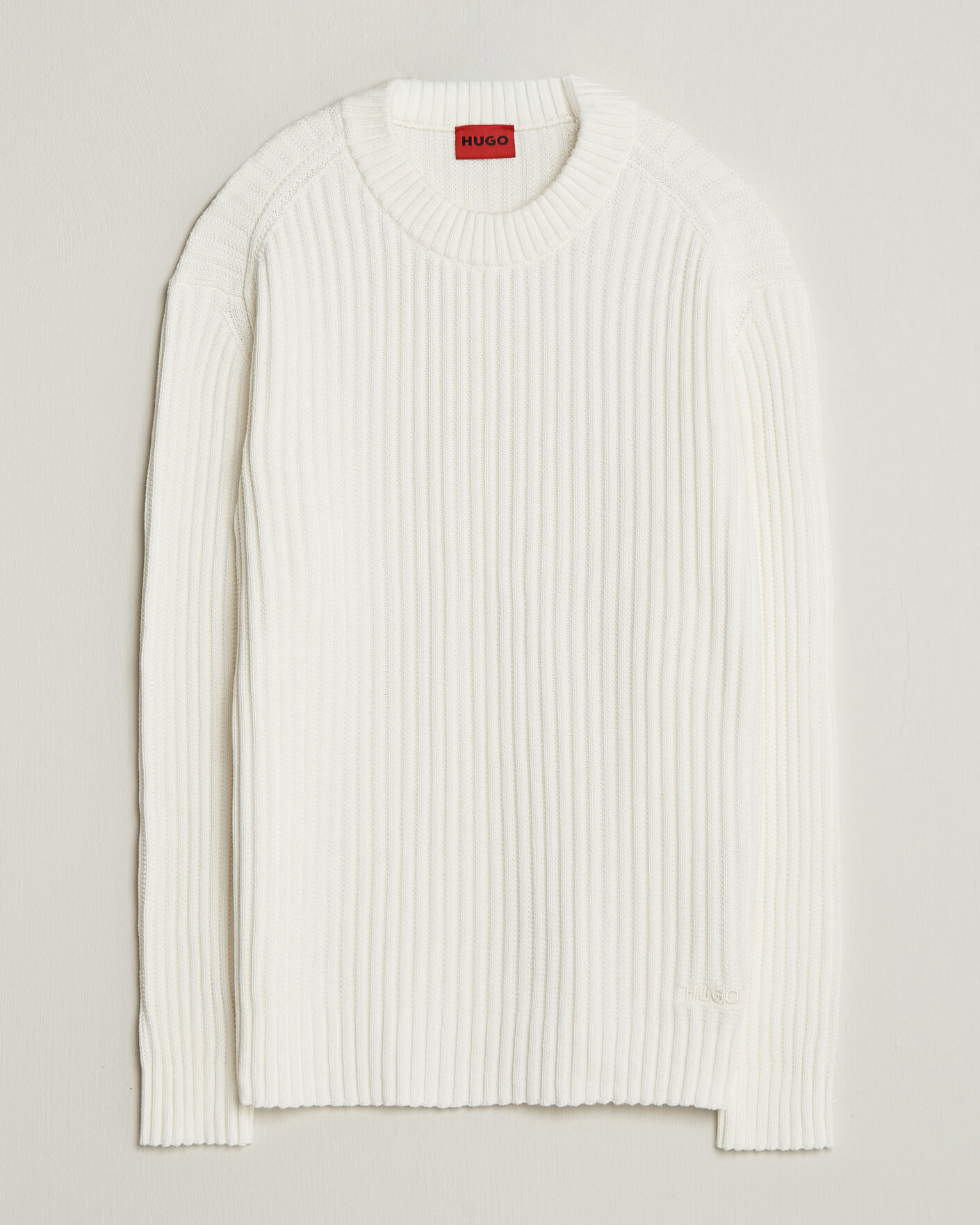 Herre | Trøjer | HUGO | Sribban Cotton Knitted Sweater Natural