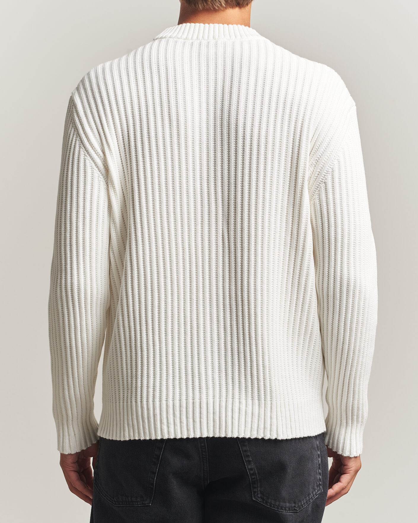 Herre | Trøjer | HUGO | Sribban Cotton Knitted Sweater Natural