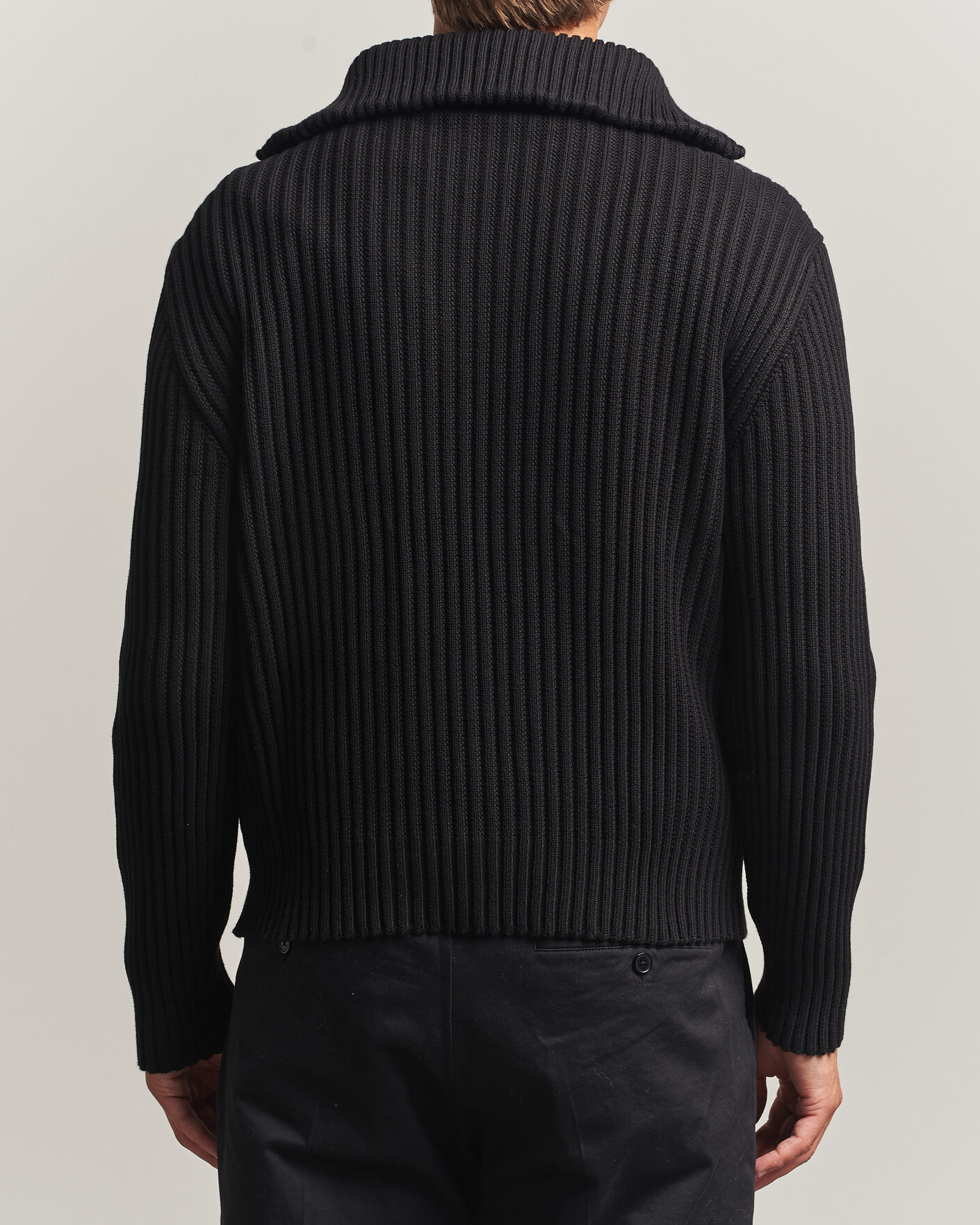 Herre | Trøjer | HUGO | Srtithon Cotton Knitted Half Zip Black