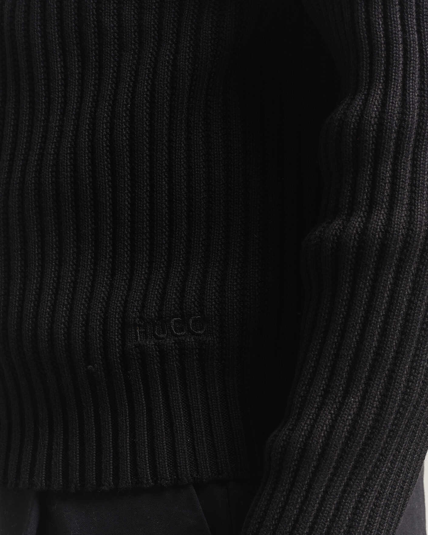 Herre | Trøjer | HUGO | Srtithon Cotton Knitted Half Zip Black