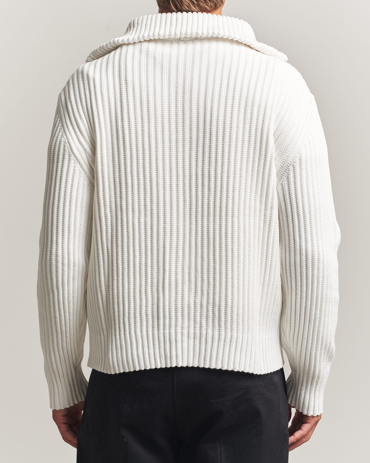 Herre | Trøjer | HUGO | Srtithon Cotton Knitted Half Zip Natural