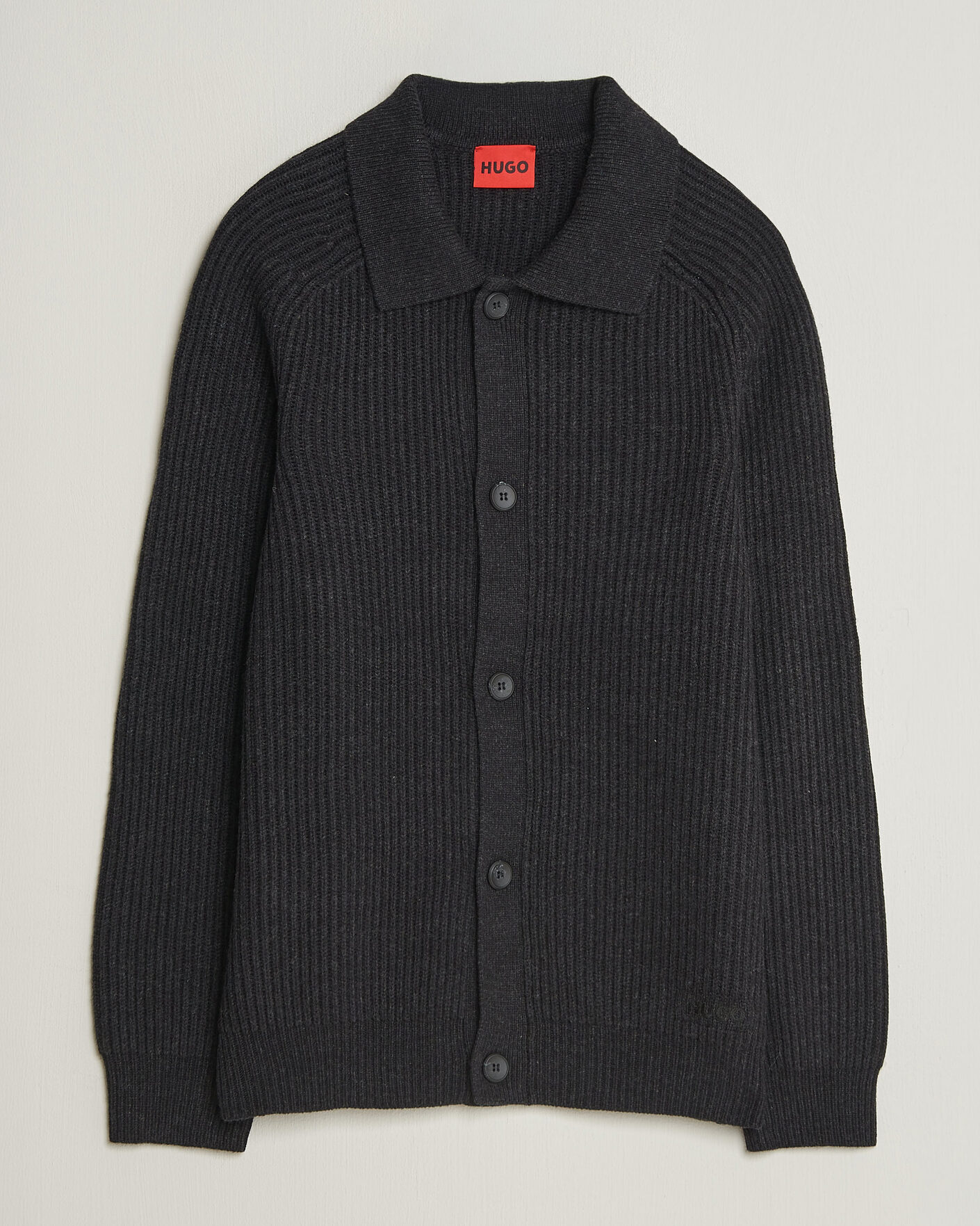 Herre | Trøjer | HUGO | Sardeep Wool Knitted Cardigan Black