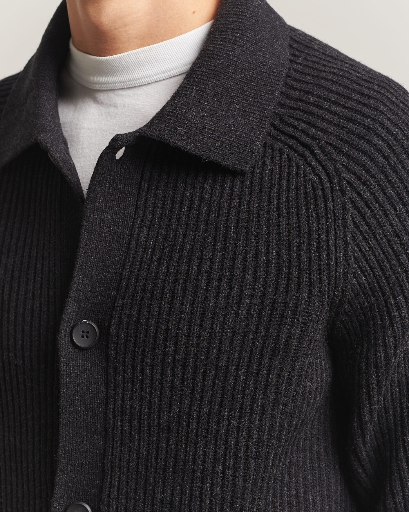 Herre | Trøjer | HUGO | Sardeep Wool Knitted Cardigan Black