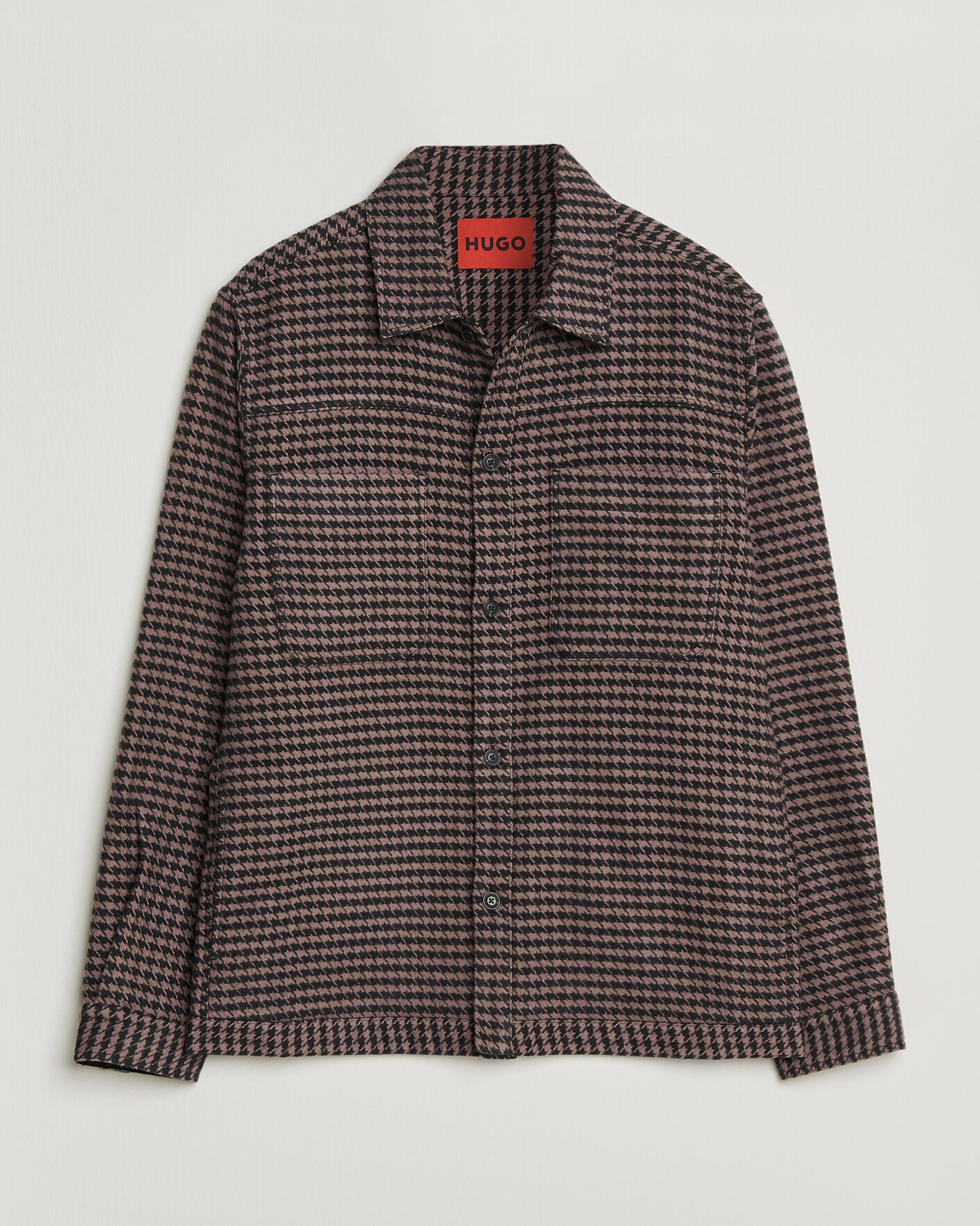 Herre | Skjorter | HUGO | Eniri Houndstooth Overshirt Copper Brown