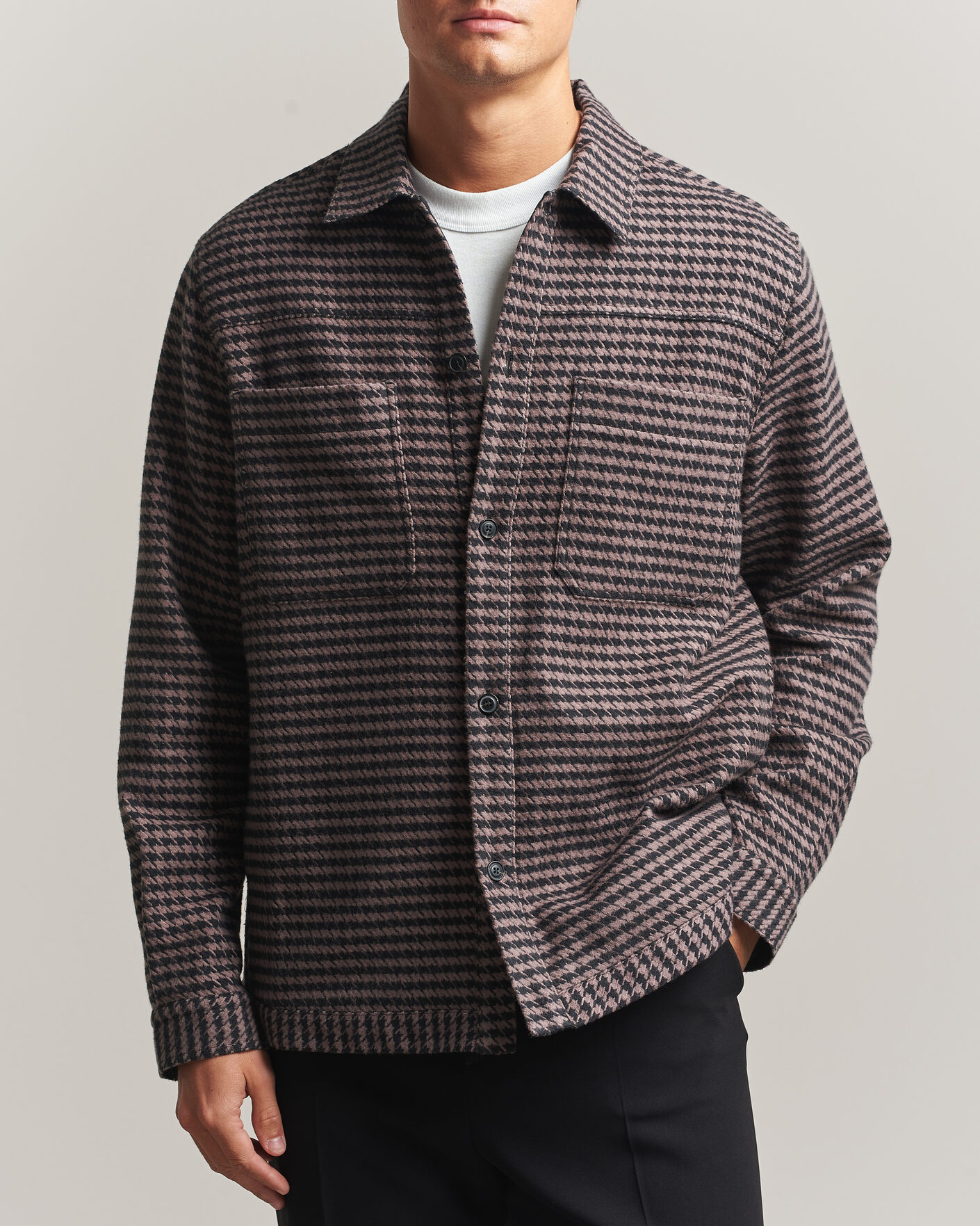 Herre | Skjorter | HUGO | Eniri Houndstooth Overshirt Copper Brown