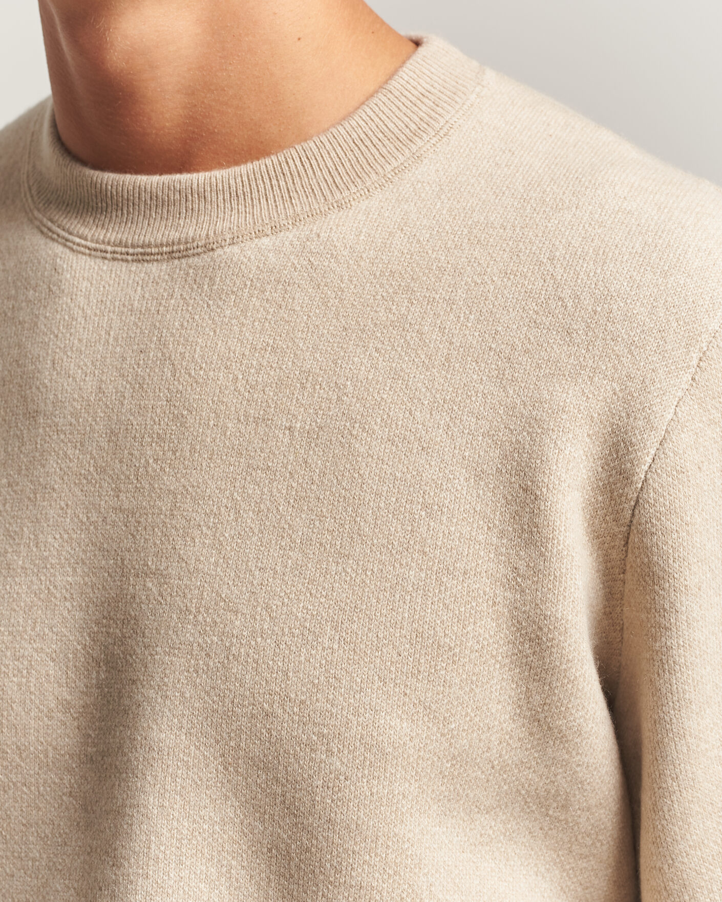 Herre | Trøjer | BOSS CAMEL | Farrison Wool Knitted Sweater Light Beige