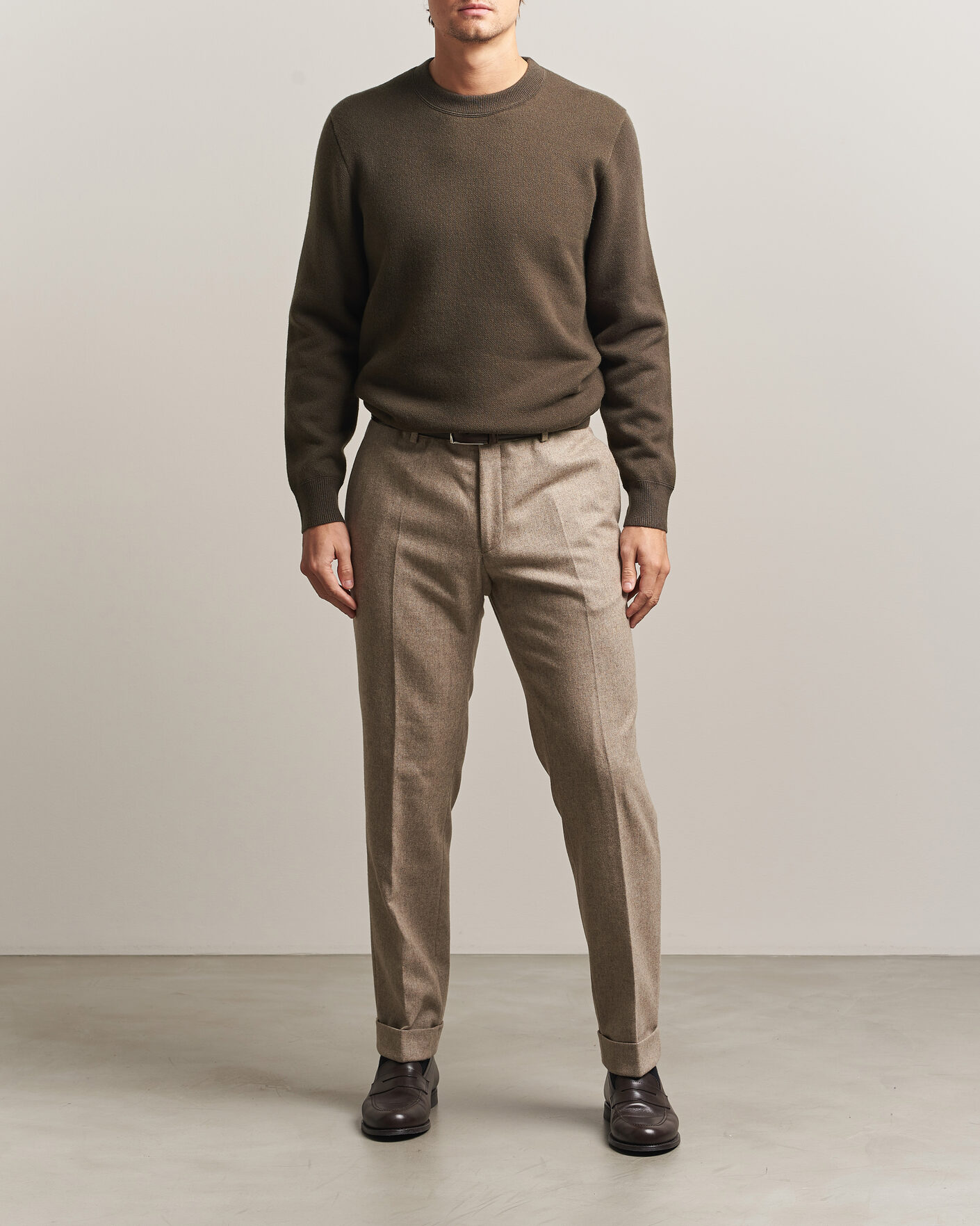 Herre | Trøjer | BOSS CAMEL | Farrison Cashmere Knitted Sweater Open Green