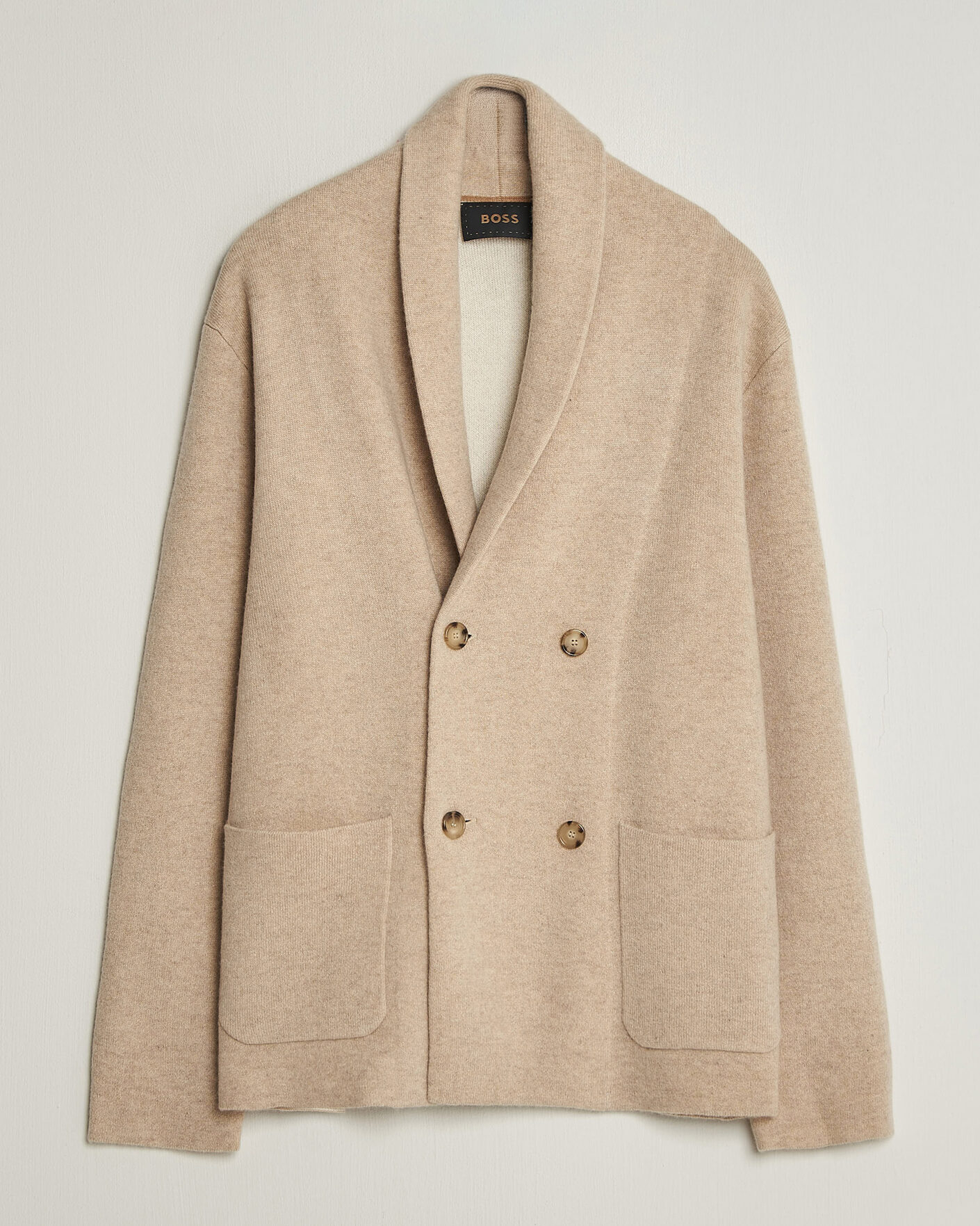 Herre | Trøjer | BOSS CAMEL | Fenturo Wool Knitted Cardigan Light Beige