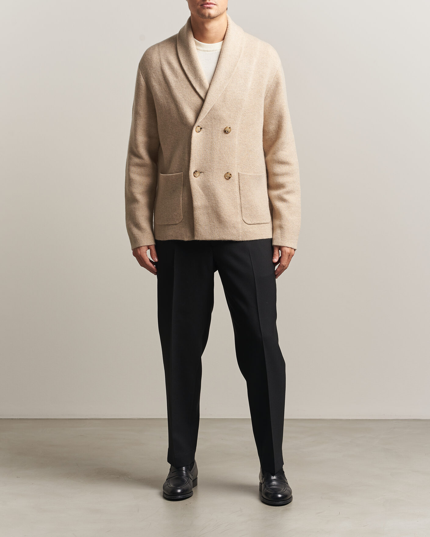 Herre | Trøjer | BOSS CAMEL | Fenturo Wool Knitted Cardigan Light Beige