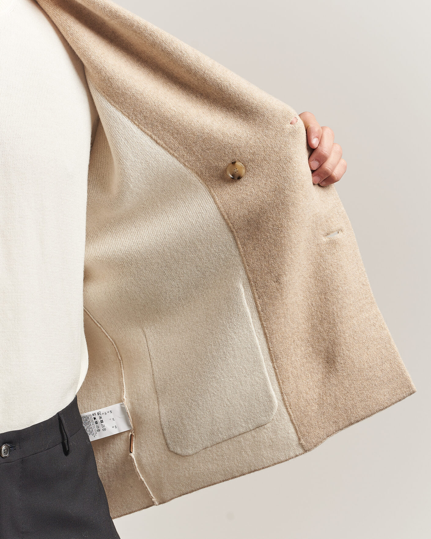 Herre | Trøjer | BOSS CAMEL | Fenturo Wool Knitted Cardigan Light Beige