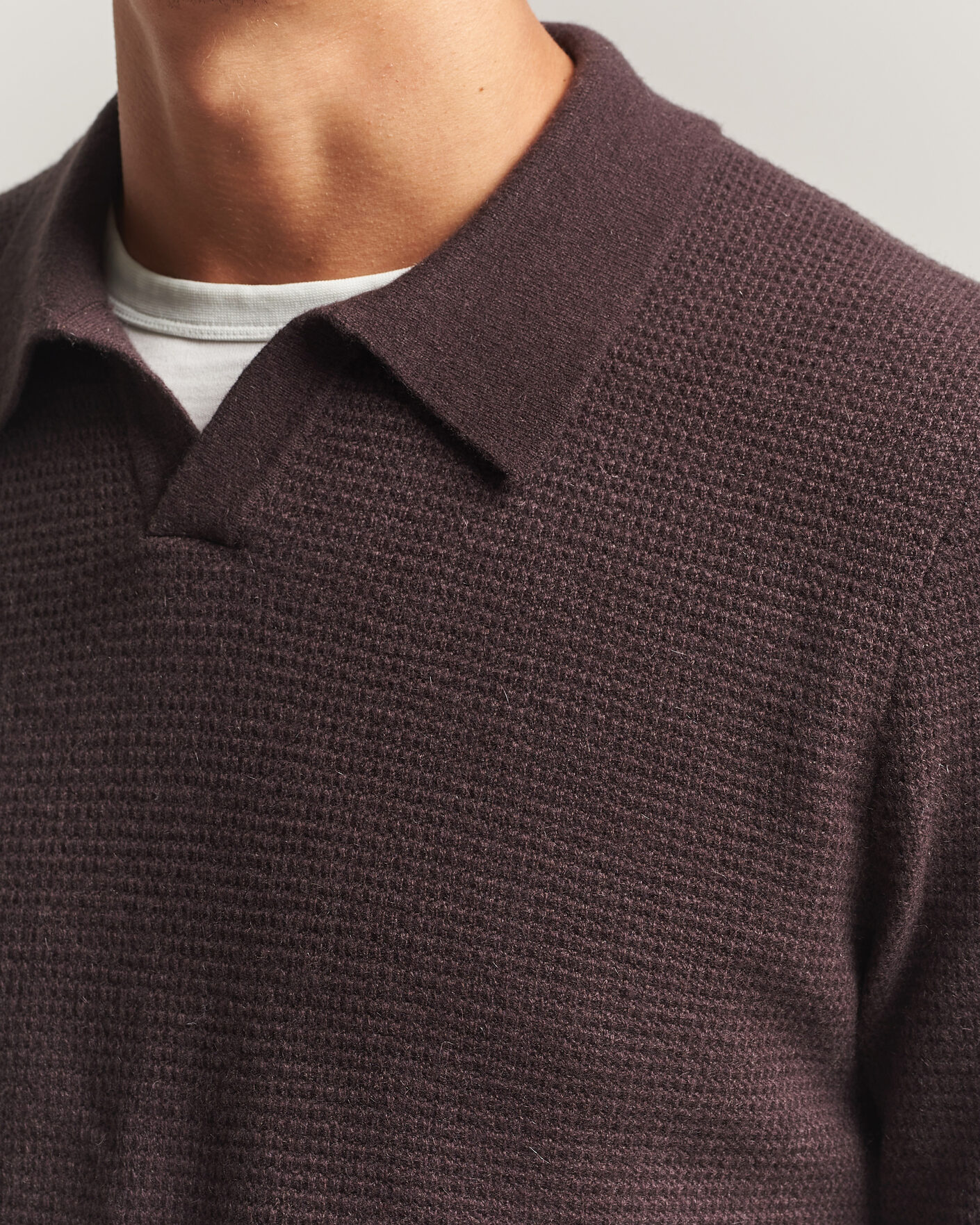 Herre | Trøjer | BOSS CAMEL | Filo Wool Knitted Polo Open Brown