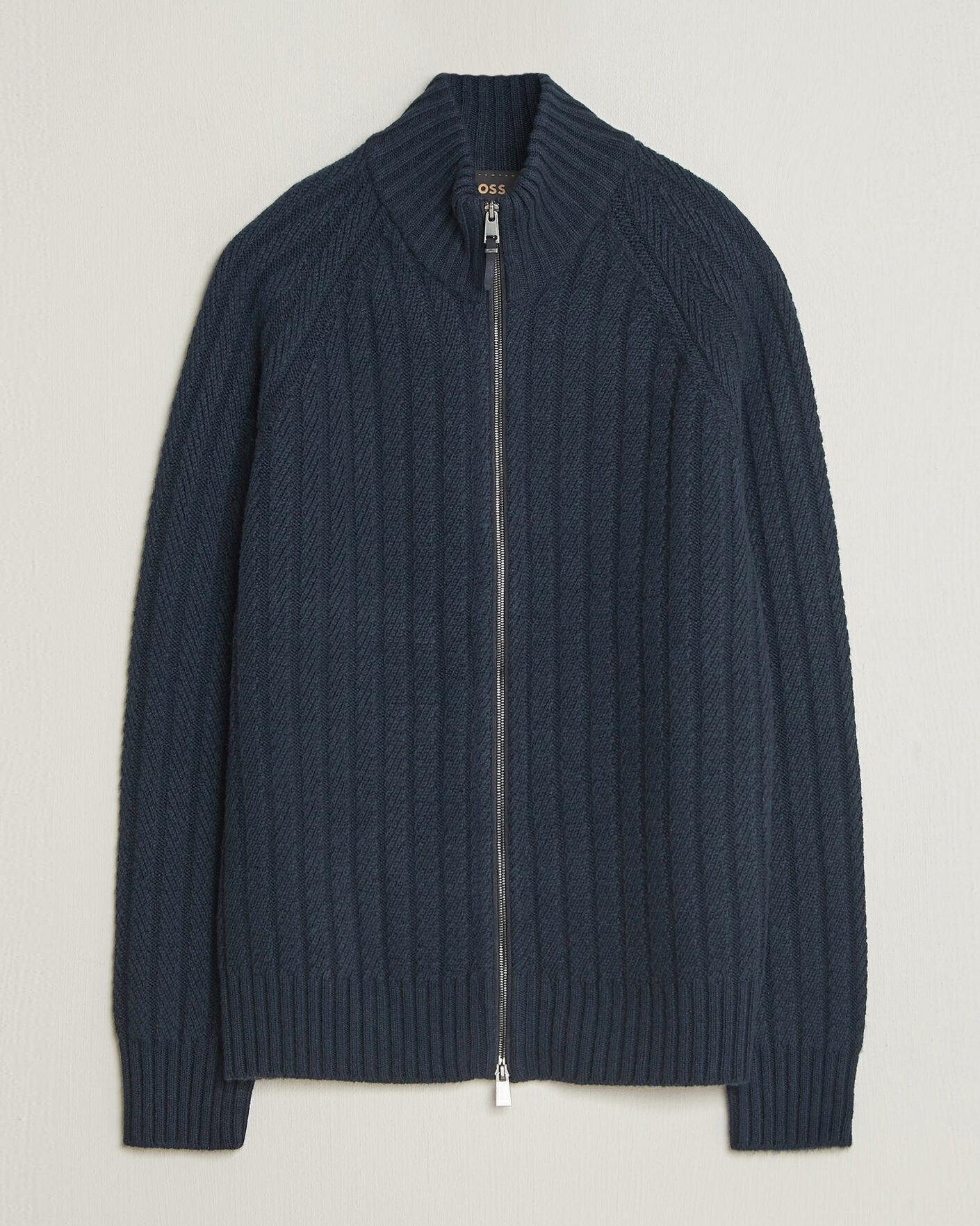 Herre | Trøjer | BOSS CAMEL | Filane Wool Knitted Full Zip Dark Blue