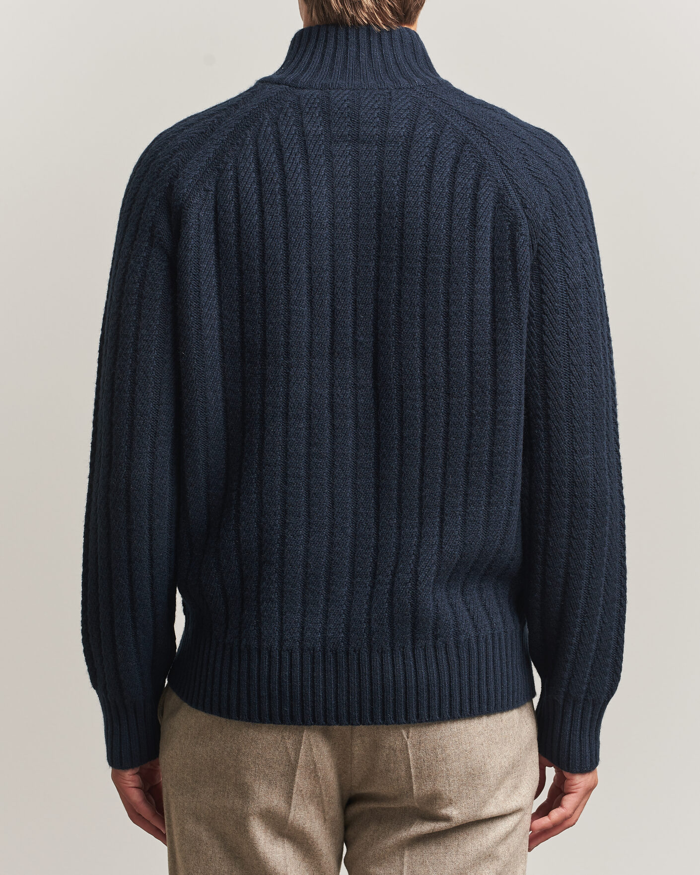 Herre | Trøjer | BOSS CAMEL | Filane Wool Knitted Full Zip Dark Blue