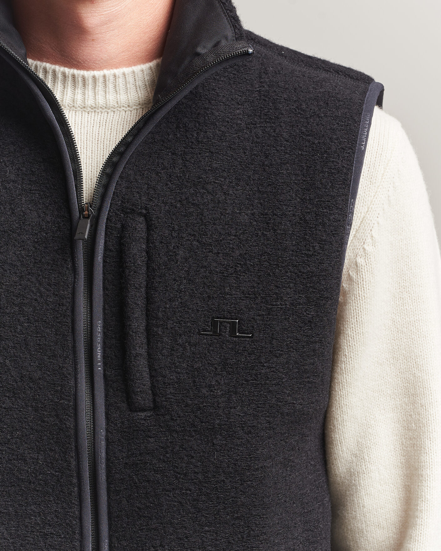 Herre | Veste | J.Lindeberg | Duncan Wool Fleece Vest Black