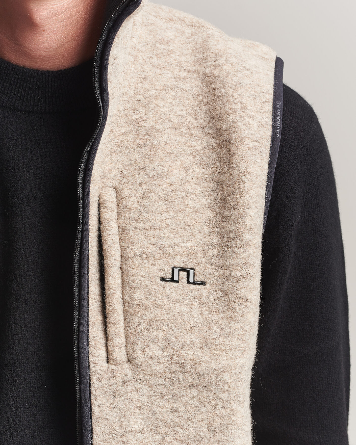 Herre | Veste | J.Lindeberg | Duncan Wool Fleece Vest Moonbeam