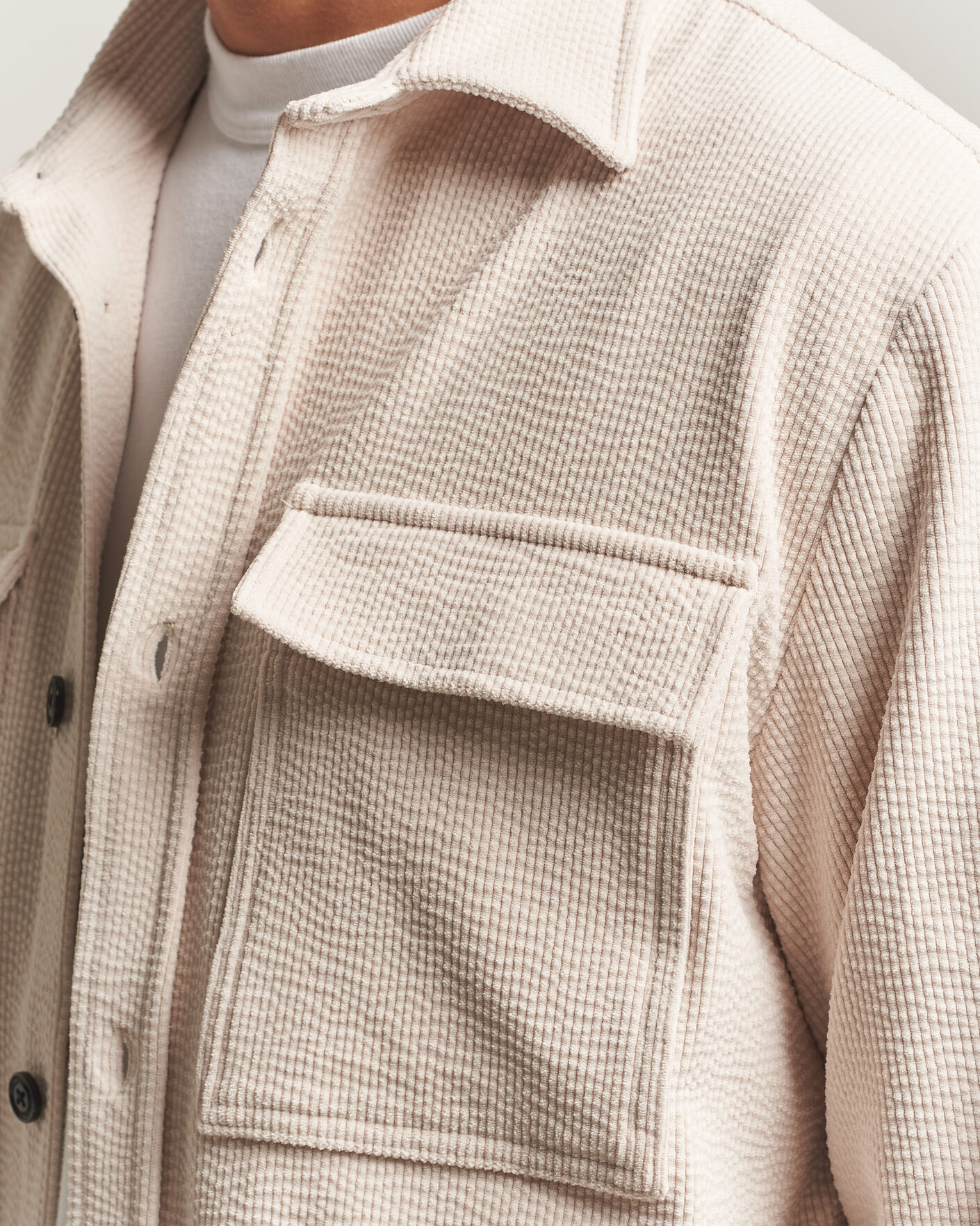 Herre | Skjorter | J.Lindeberg | Finnigan Drape Cord Overshirt Moonbeam