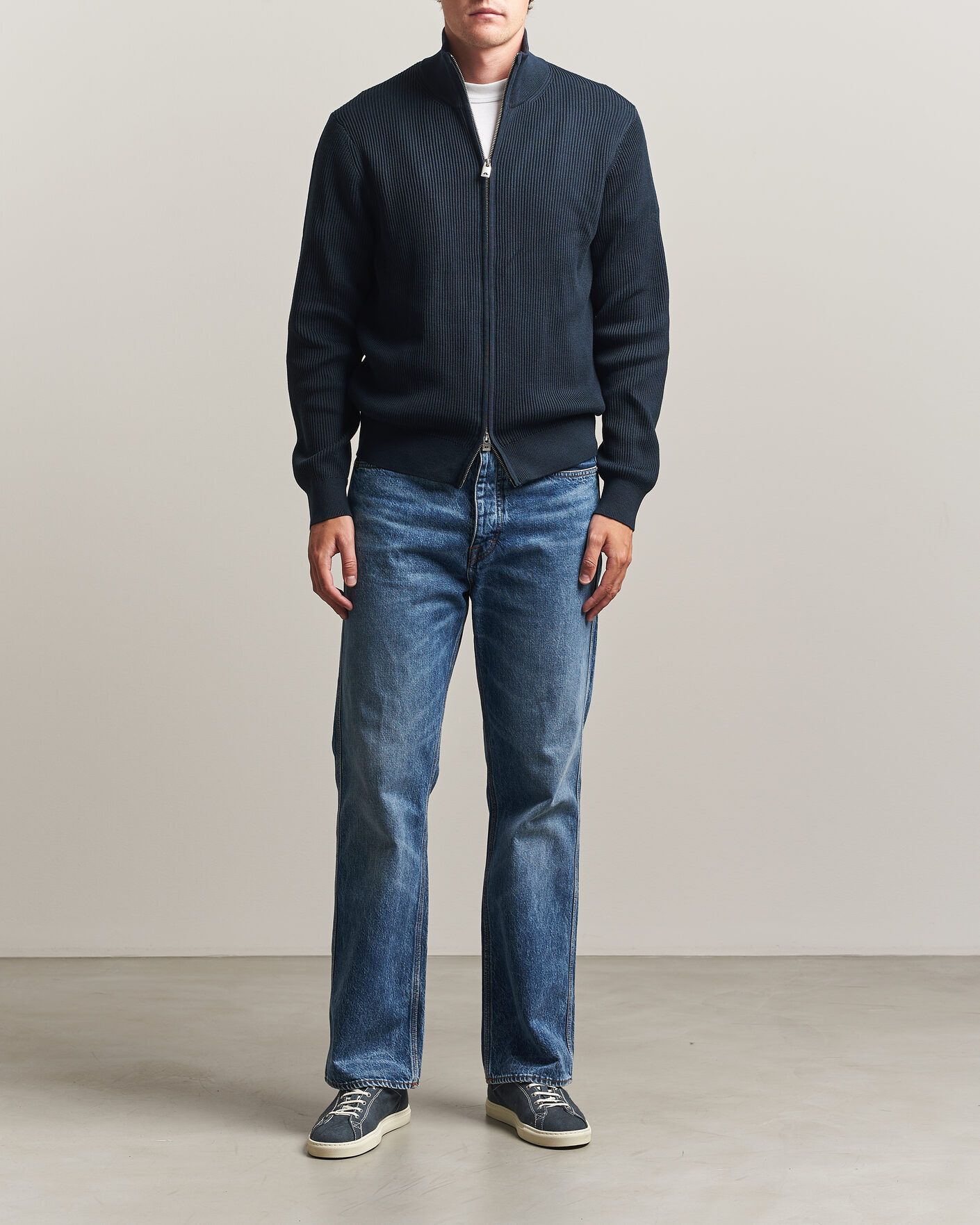 Herre | Trøjer | J.Lindeberg | Alexis Cotton Full Zip JL Navy