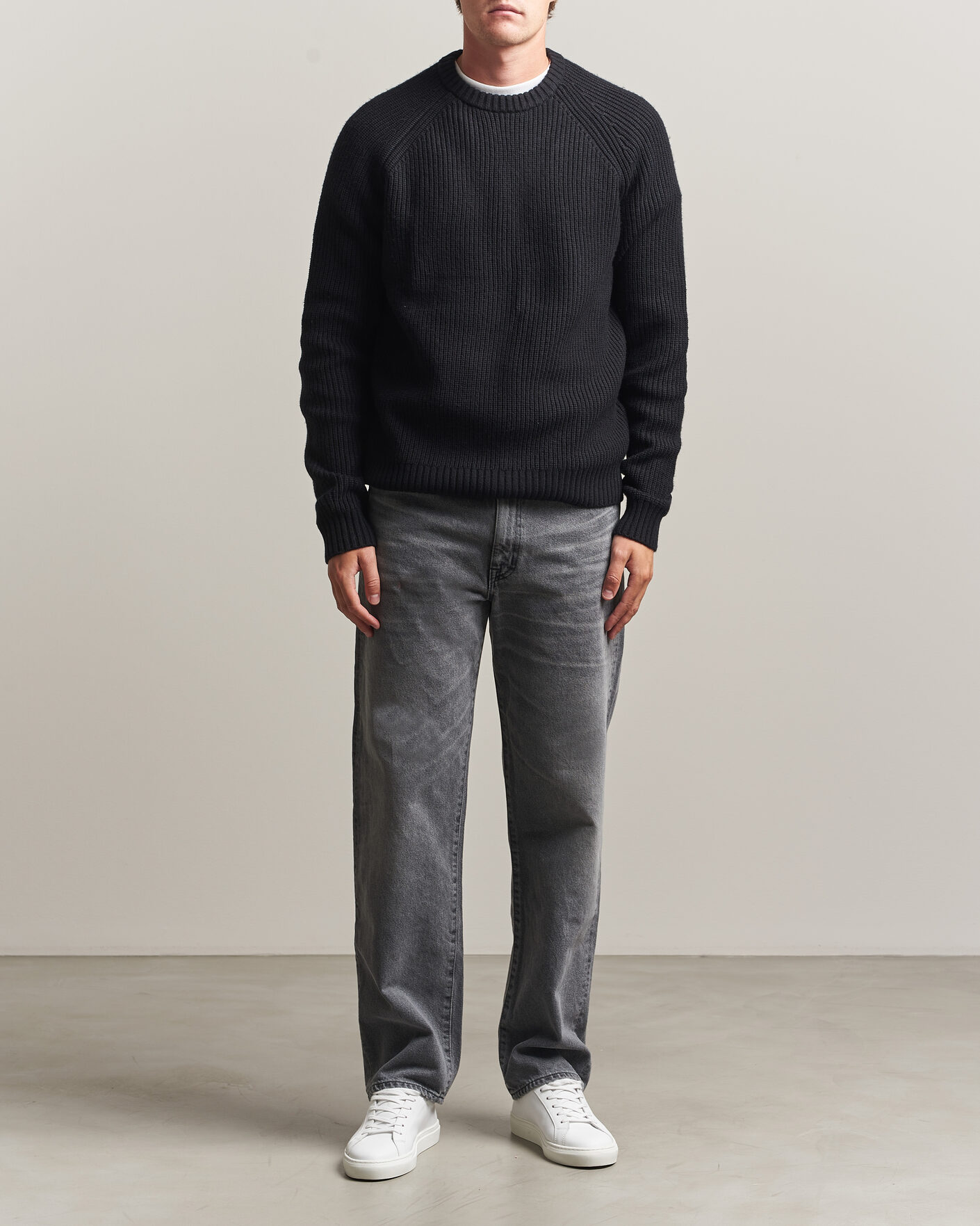 Herre | Trøjer | J.Lindeberg | Hallow Wool Blend Knitted Sweater Black