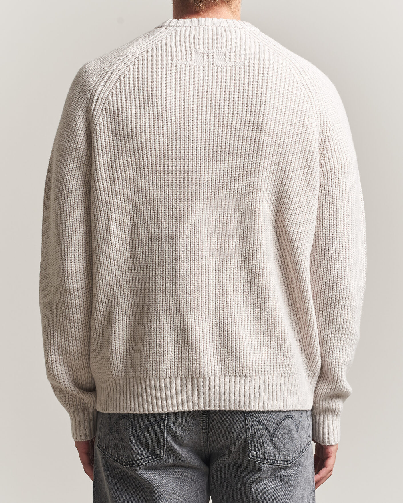Herre | Trøjer | J.Lindeberg | Hallow Wool Blend Knitted Sweater Moonbeam
