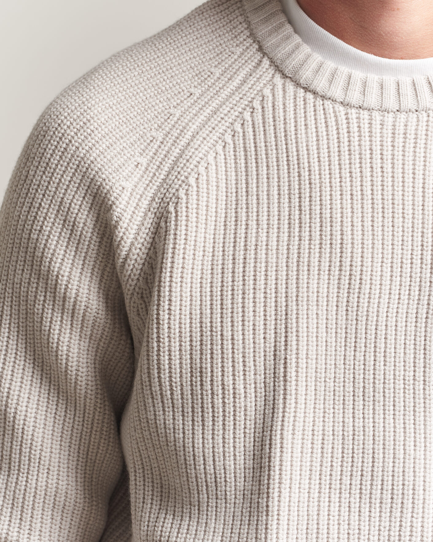 Herre | Trøjer | J.Lindeberg | Hallow Wool Blend Knitted Sweater Moonbeam