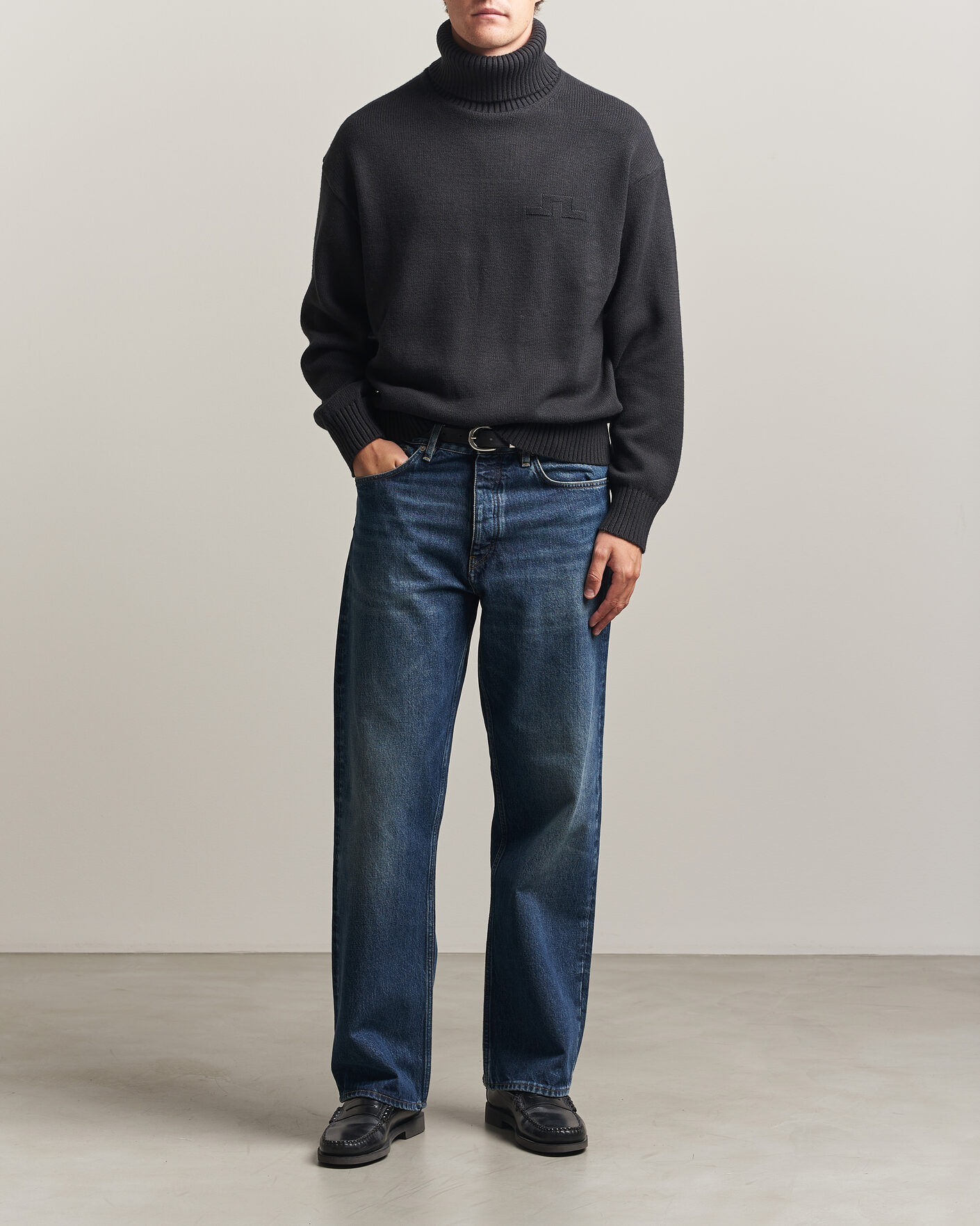 Herre | Trøjer | J.Lindeberg | Eddy Wool/Cotton Knitted Turtleneck Black