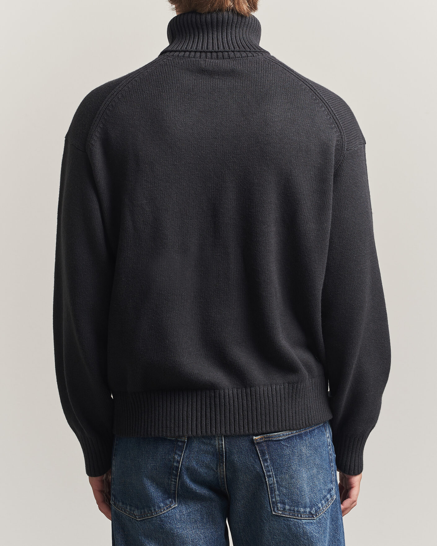 Herre | Trøjer | J.Lindeberg | Eddy Wool/Cotton Knitted Turtleneck Black
