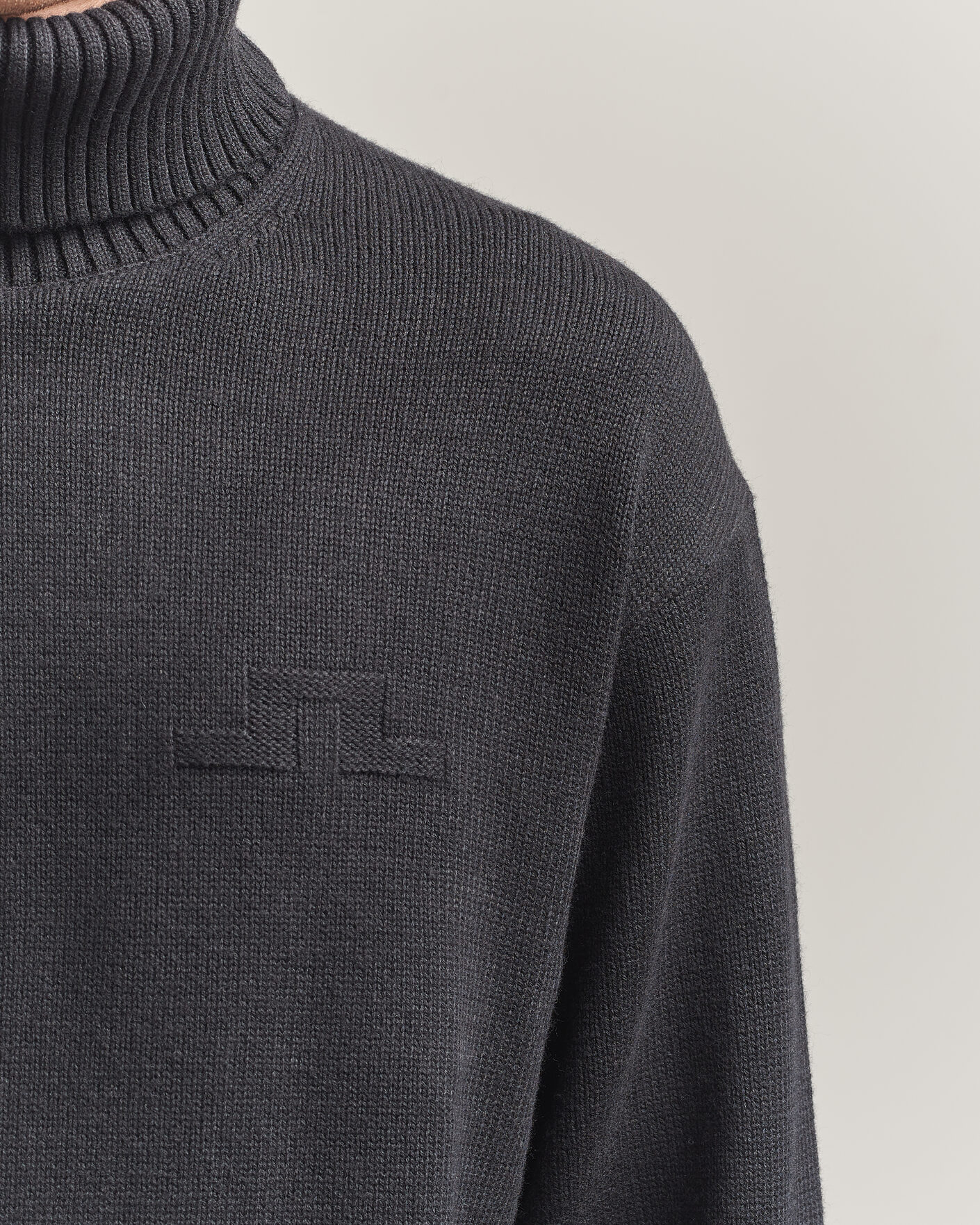 Herre | Trøjer | J.Lindeberg | Eddy Wool/Cotton Knitted Turtleneck Black
