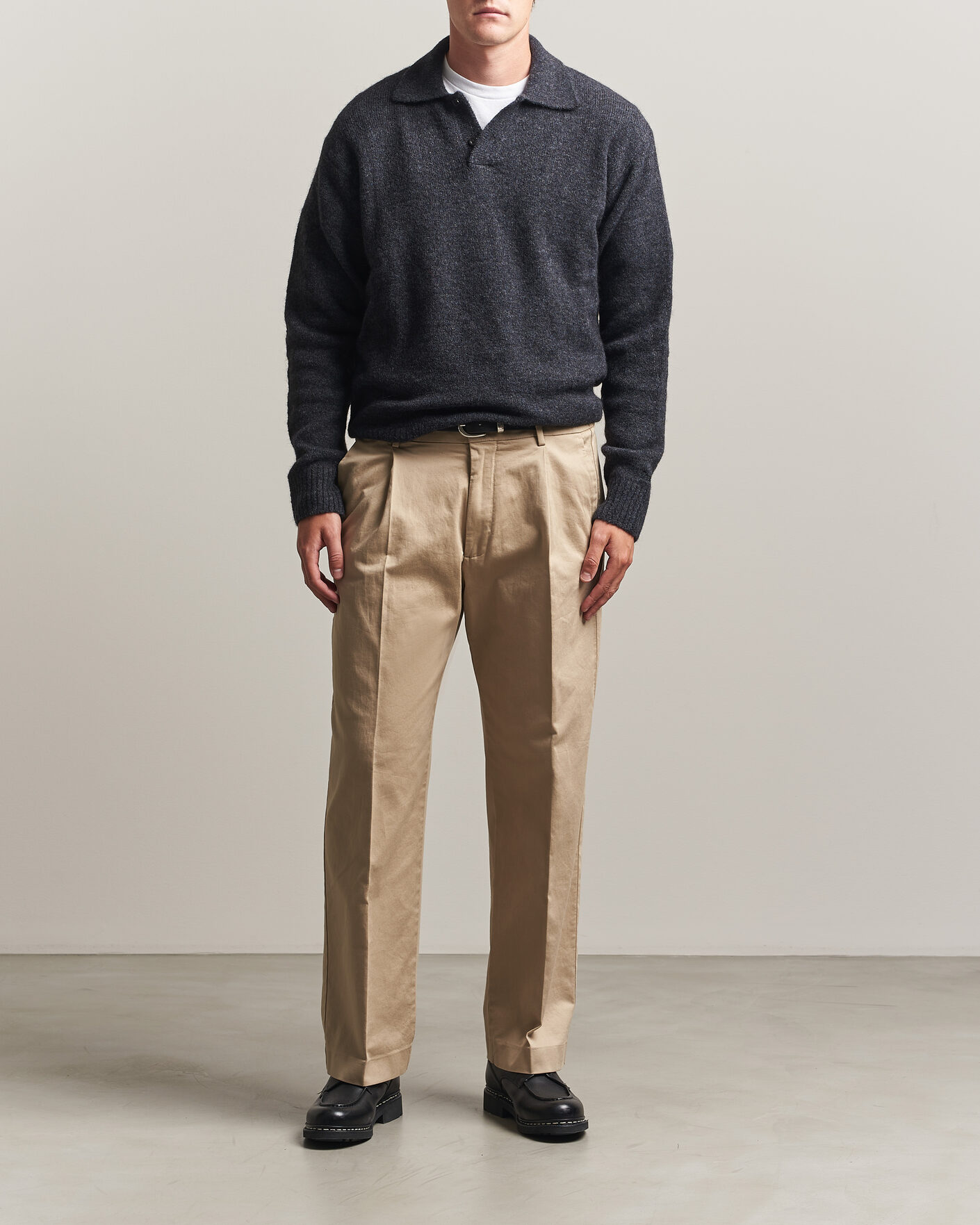 Herre | Trøjer | Forét | Alpine Polo Knit Dark Grey Melange