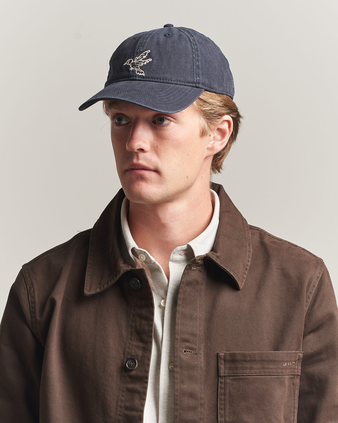 Herre | Hatte & kasketter | Forét | Bird Washed Herringbone Cap Navy