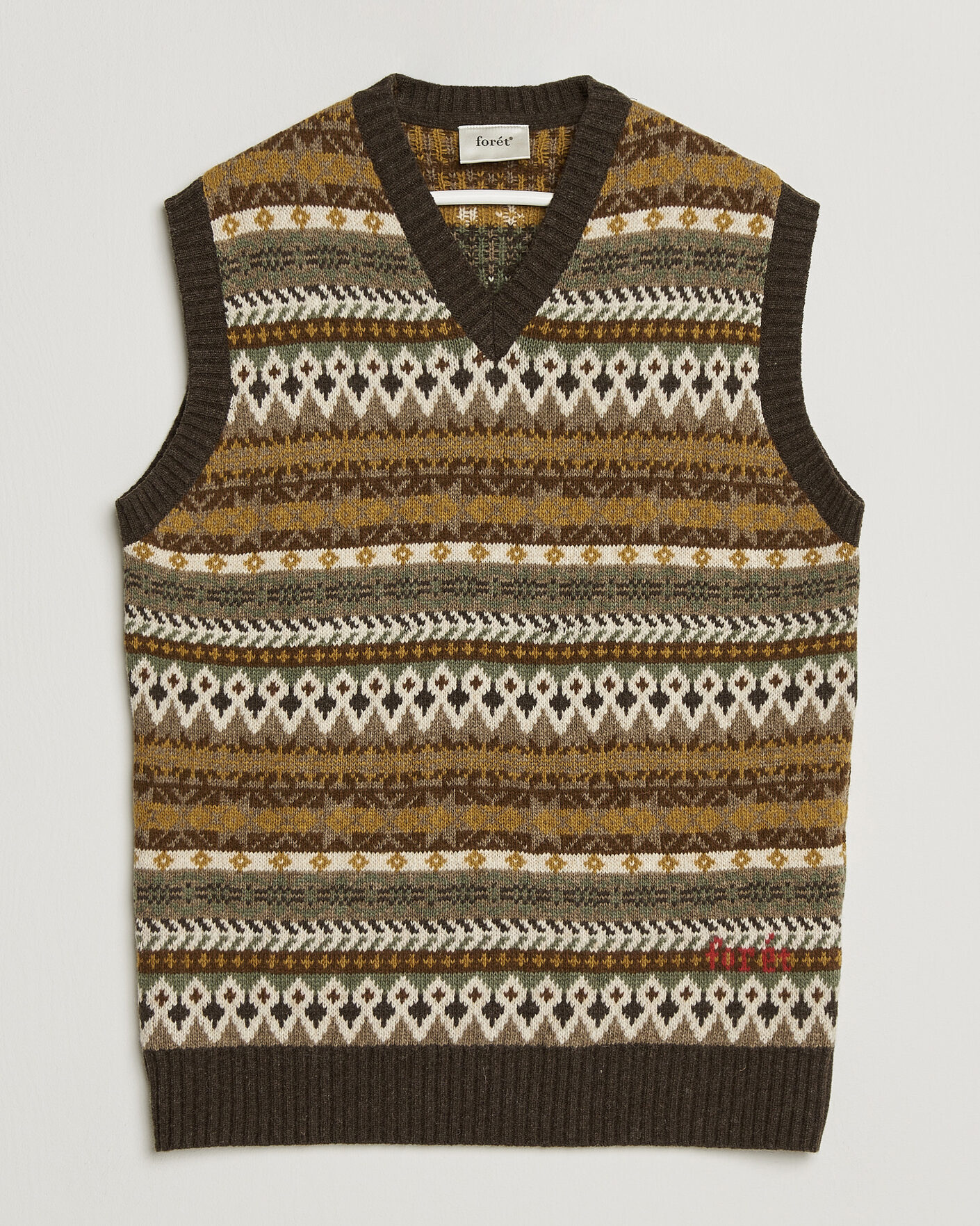 Herre | Trøjer | Forét | Fairisle Lambswool Vest Thyme