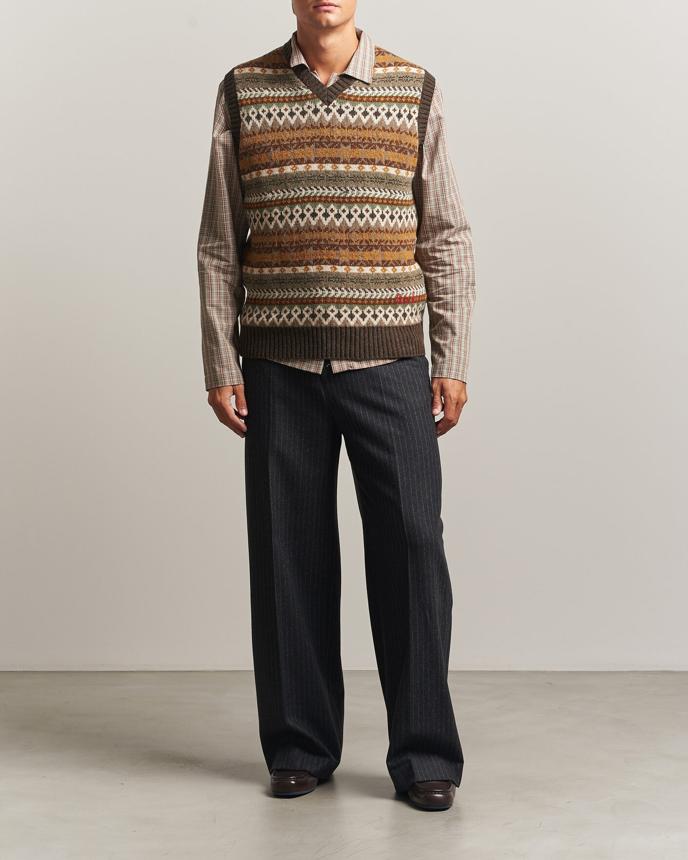 Herre | Trøjer | Forét | Fairisle Lambswool Vest Thyme