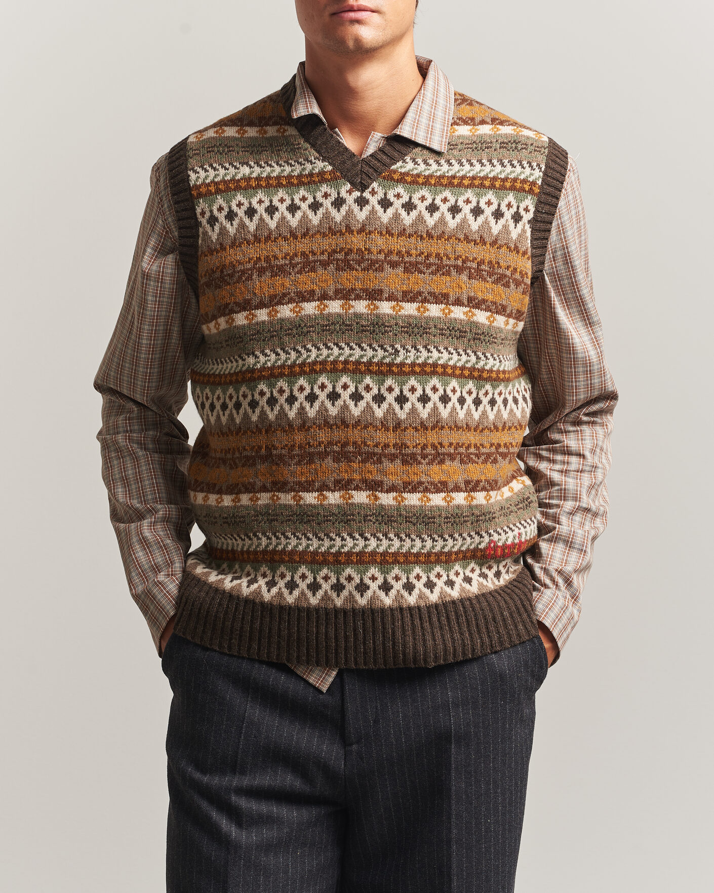 Herre | Trøjer | Forét | Fairisle Lambswool Vest Thyme