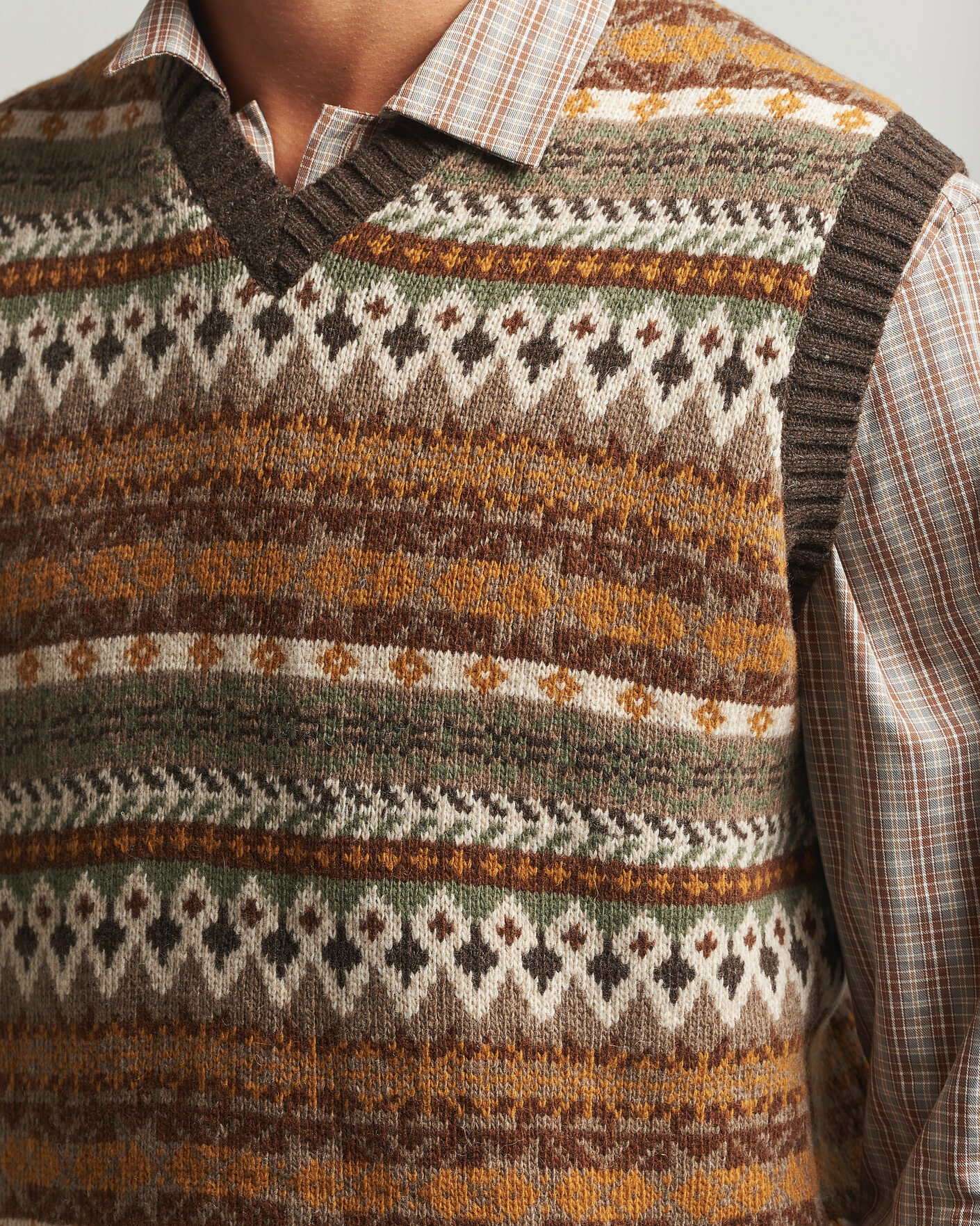 Herre | Trøjer | Forét | Fairisle Lambswool Vest Thyme