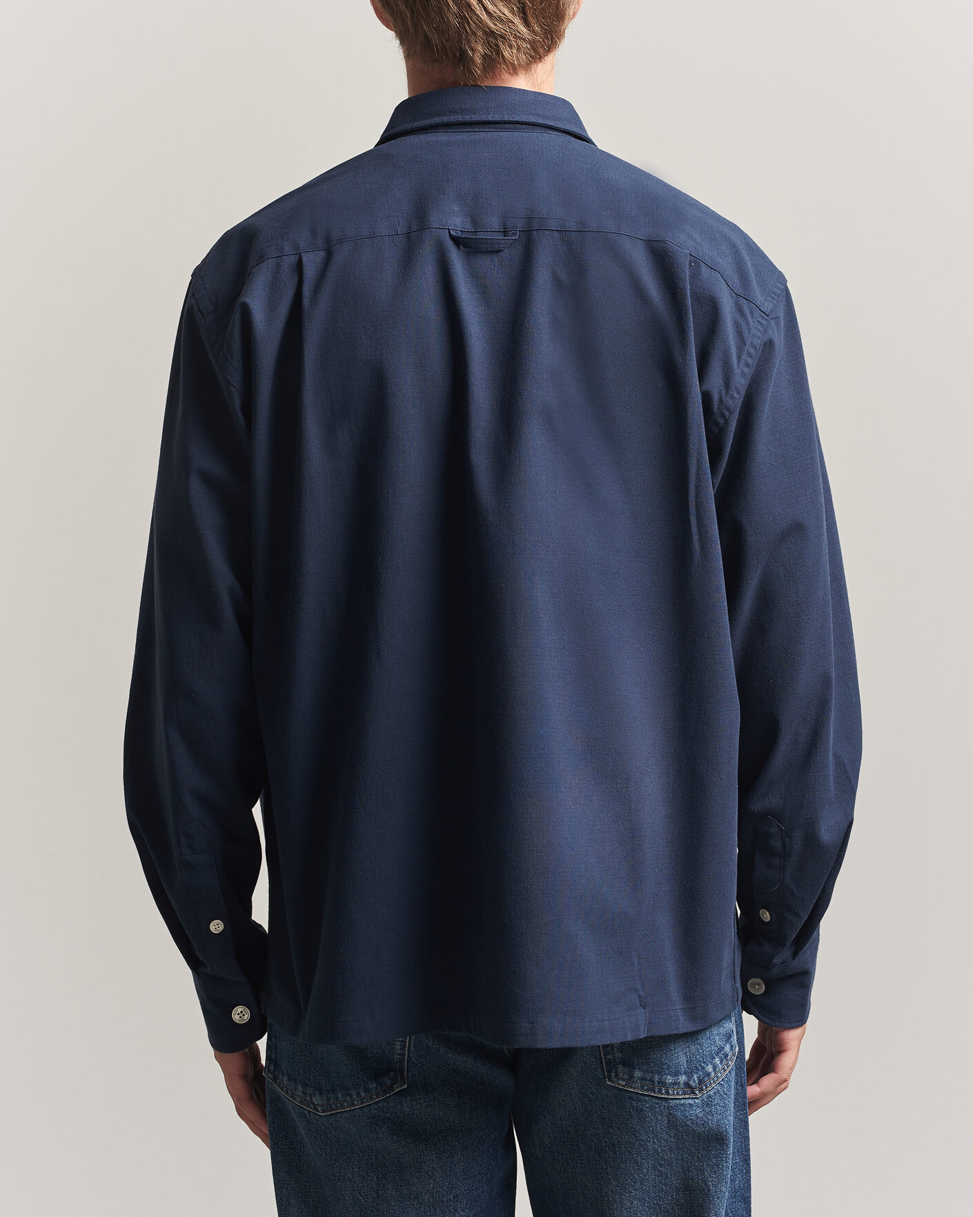 Herre | Skjorter | Forét | Lunar Relaxed Fit Textured Overshirt Navy