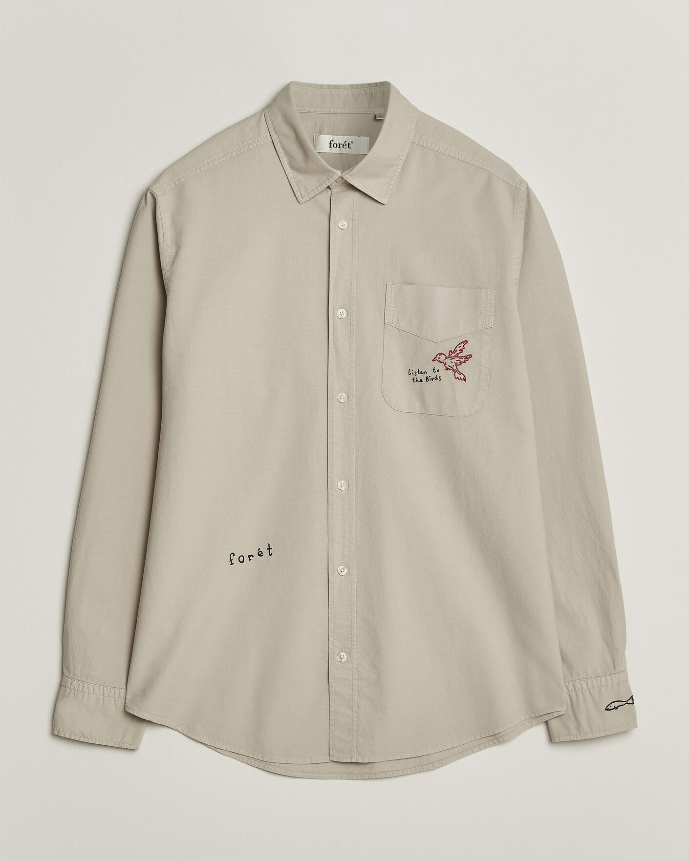 Herre | Skjorter | Forét | Maple Embroidery Oxford Shirt Oat