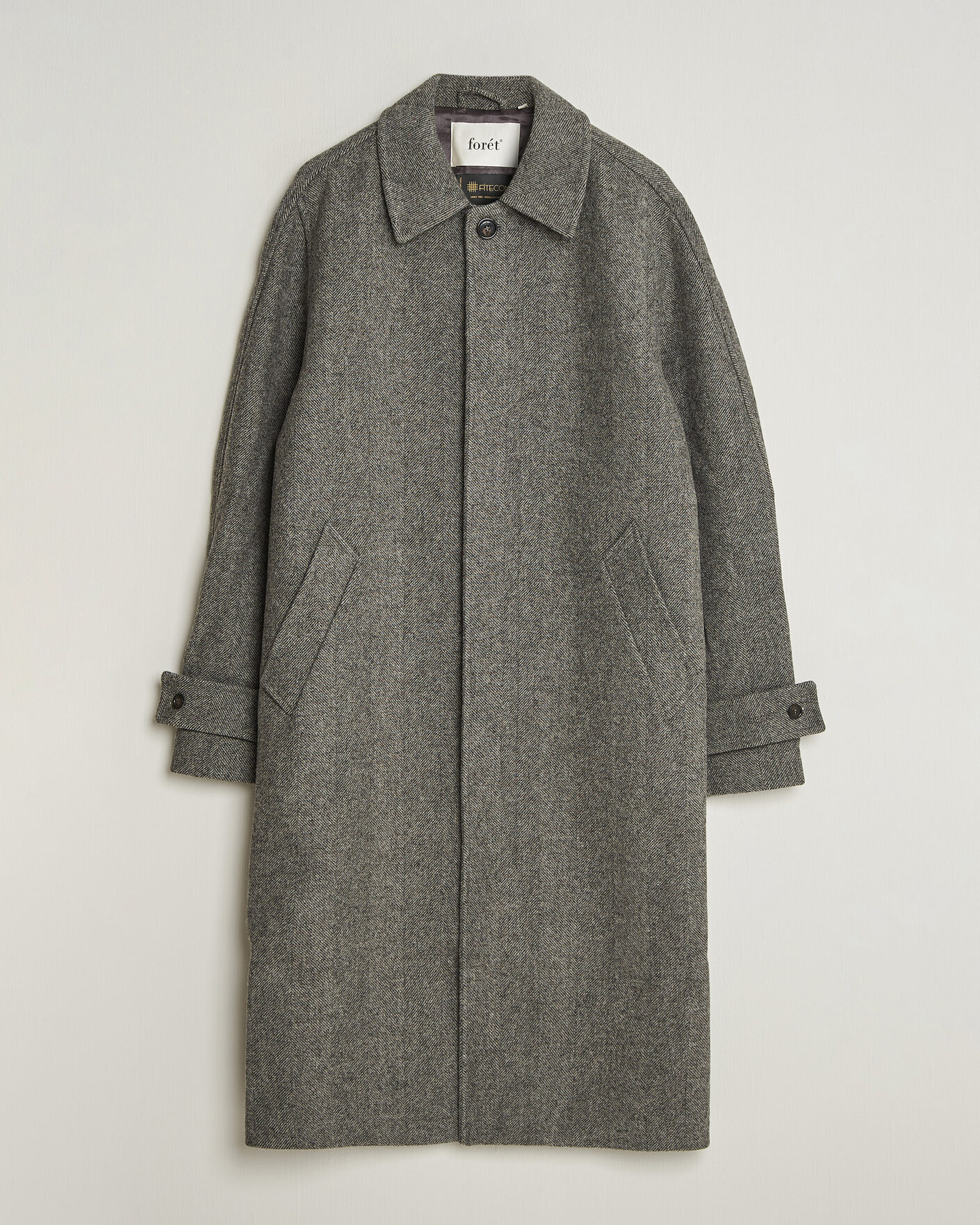 Herre | Jakker | Forét | Pine Wool Coat Grey Herringbone
