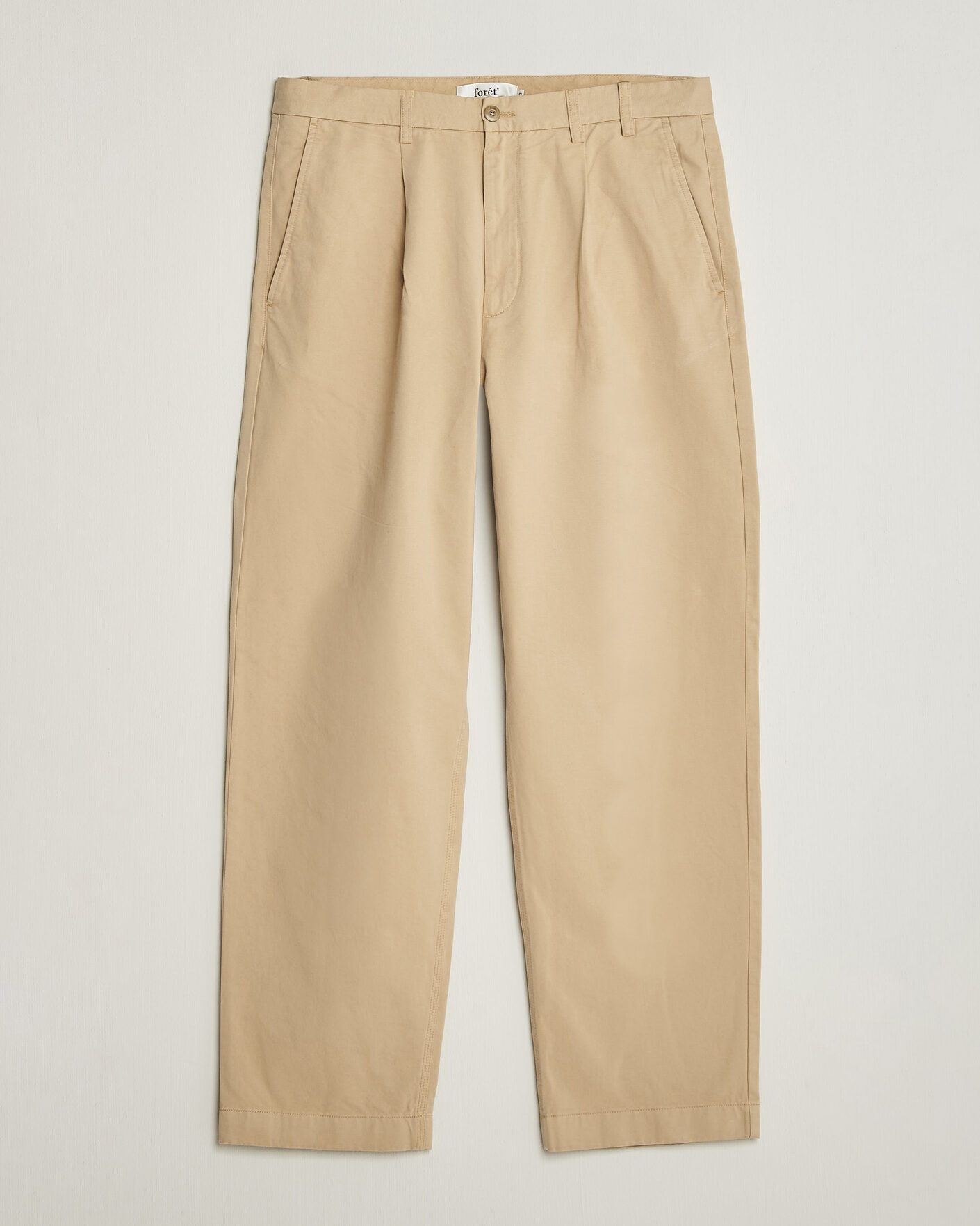Herre | Bukser | Forét | Writer Relaxed Fit Pleated Pants Uniform Khaki