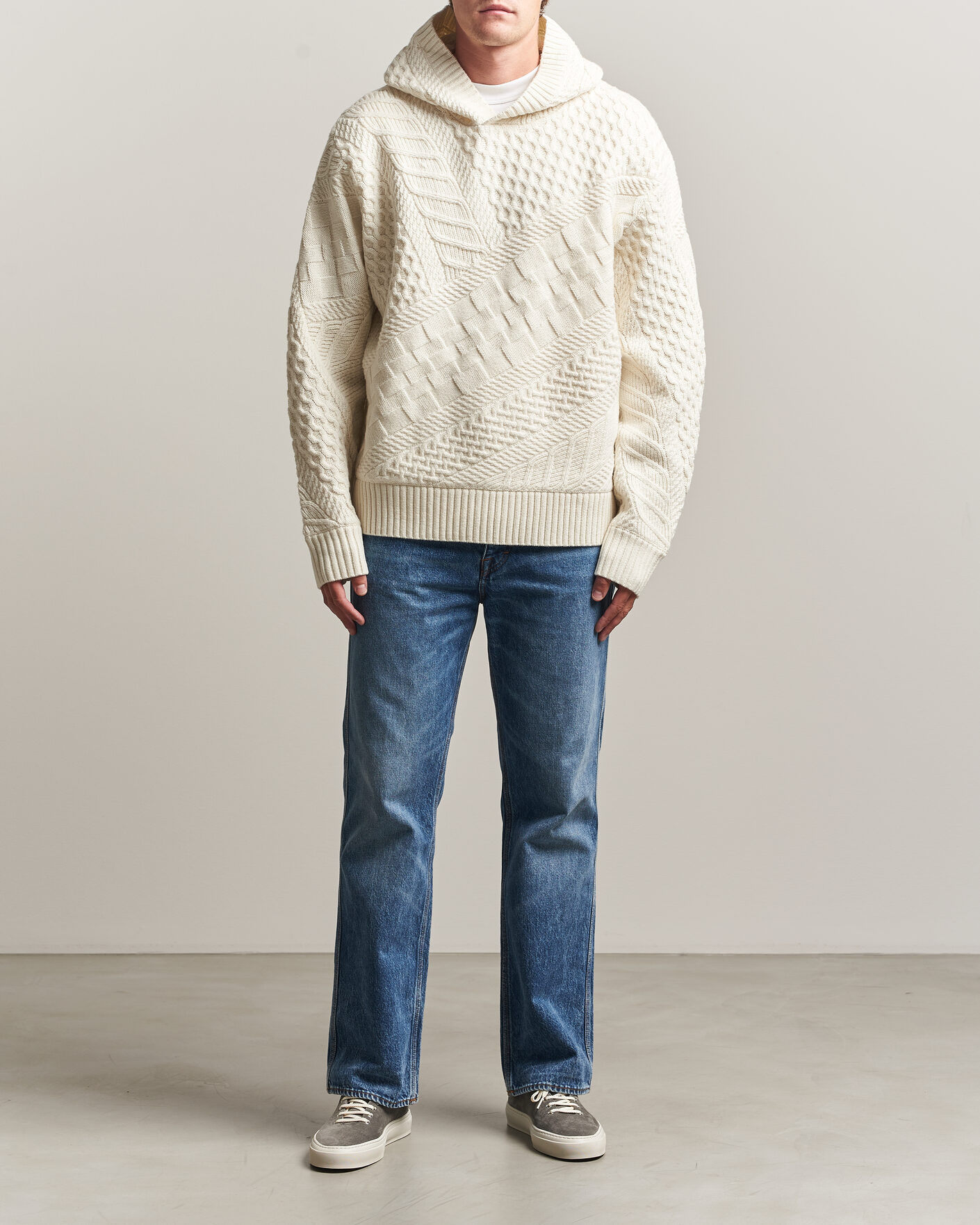 Herre | Trøjer | J.Lindeberg | Savio Cable Knitted Hoodie Tofu