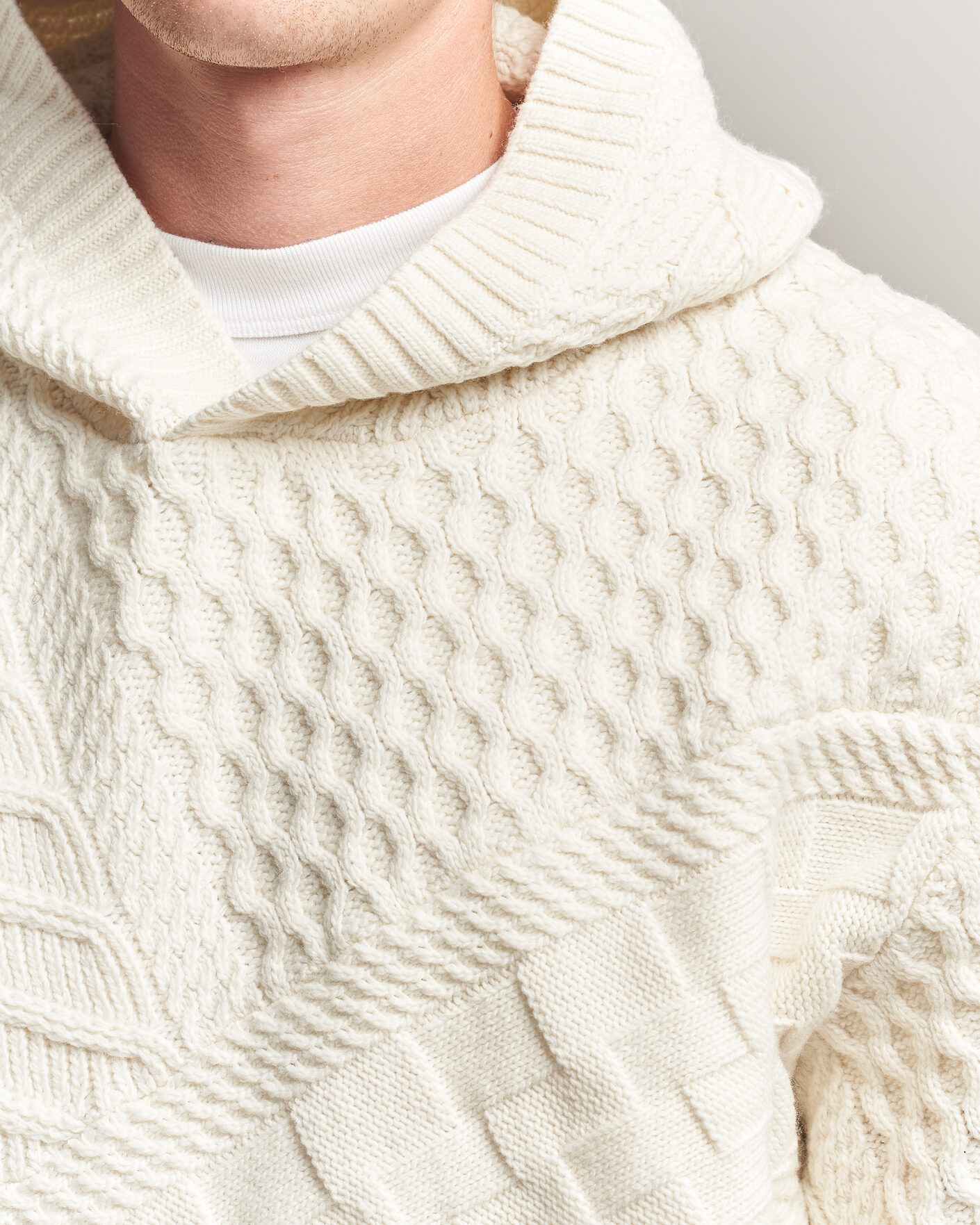 Herre | Trøjer | J.Lindeberg | Savio Cable Knitted Hoodie Tofu