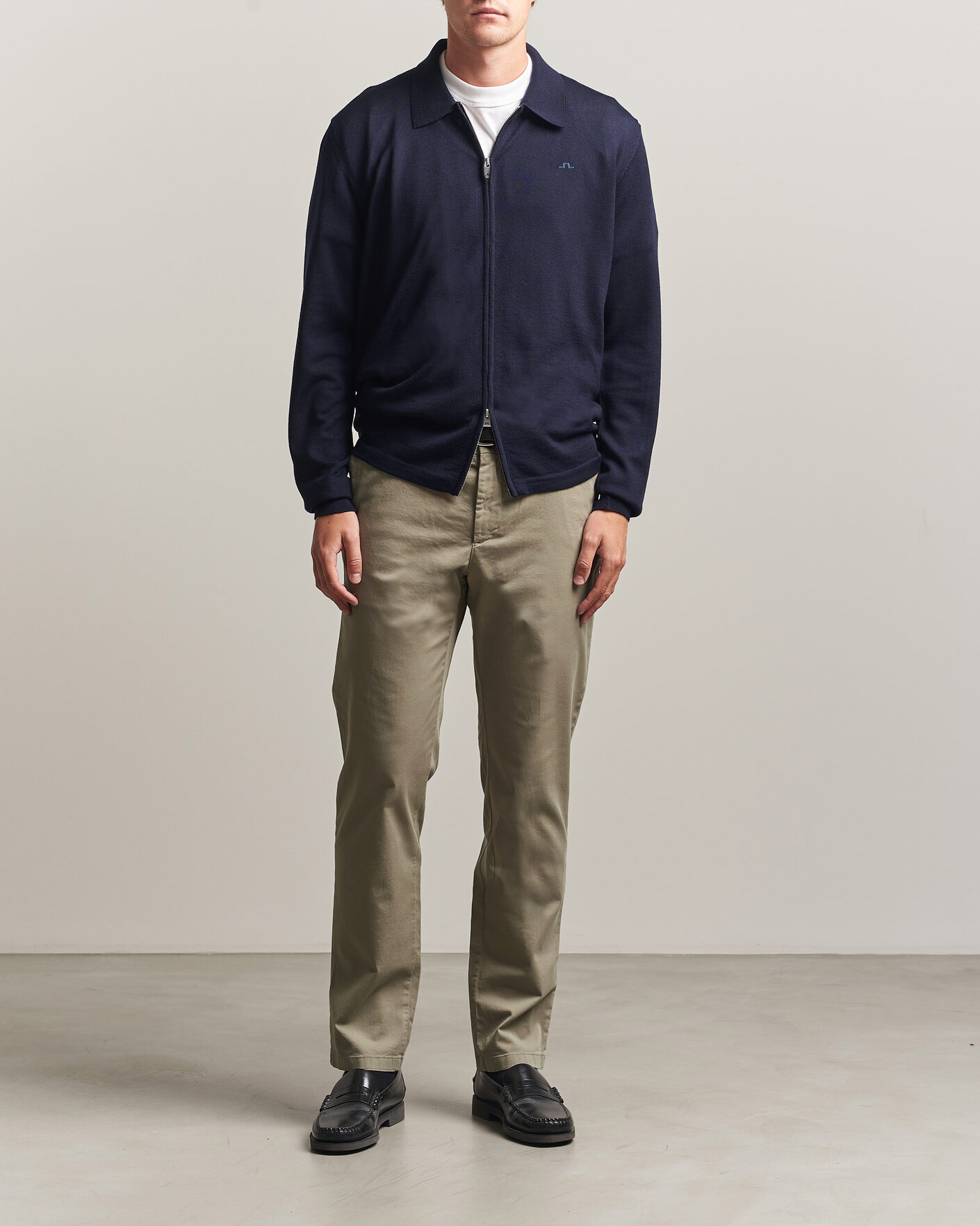 Herre | Trøjer | J.Lindeberg | Kaleb Merino Full Zip JL Navy